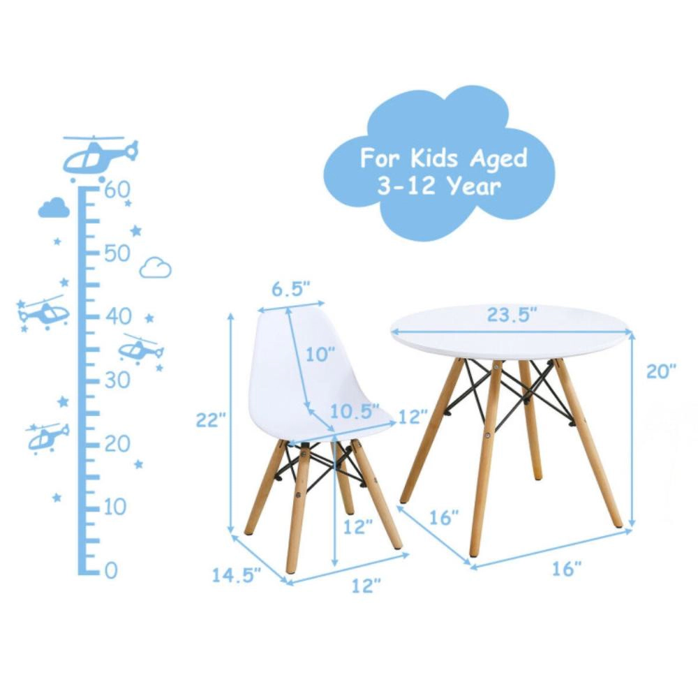 Hivvago Kid'S Modern Dining Table Set With 2 Armless Chairs