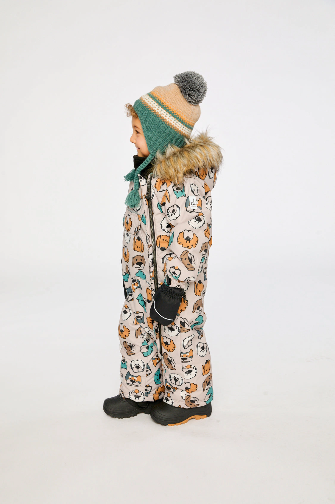 Deux par Boys Animal Print One Piece Snowsuit Adapted for Car Seats with Detachable Hood