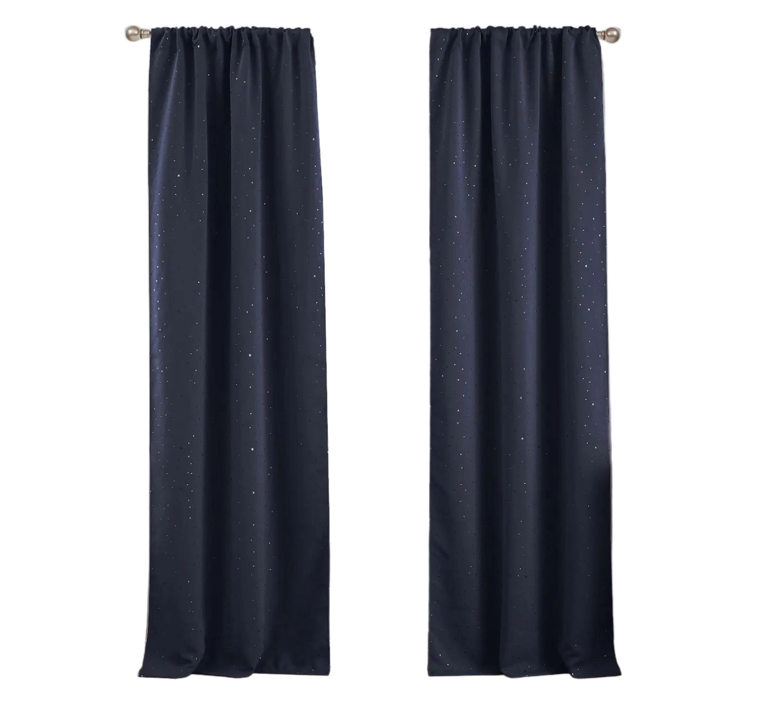 Kate Aurora 2 Piece Juvi Metallic Shooting Stars Room Darkening Rod Pocket Window Curtain Panels
