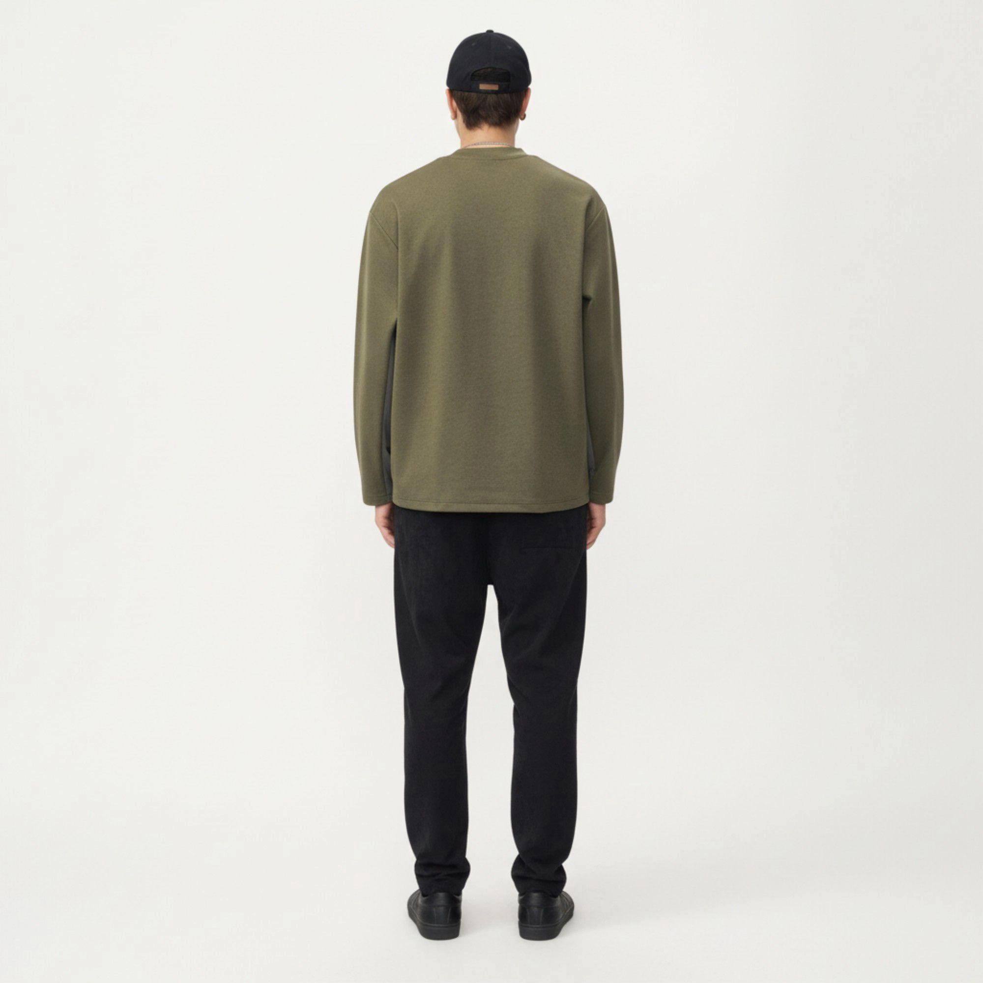 Anna-Kaci Men's Long Sleeve Crewneck Top with Utility Chest Pocket and Relaxed Fit