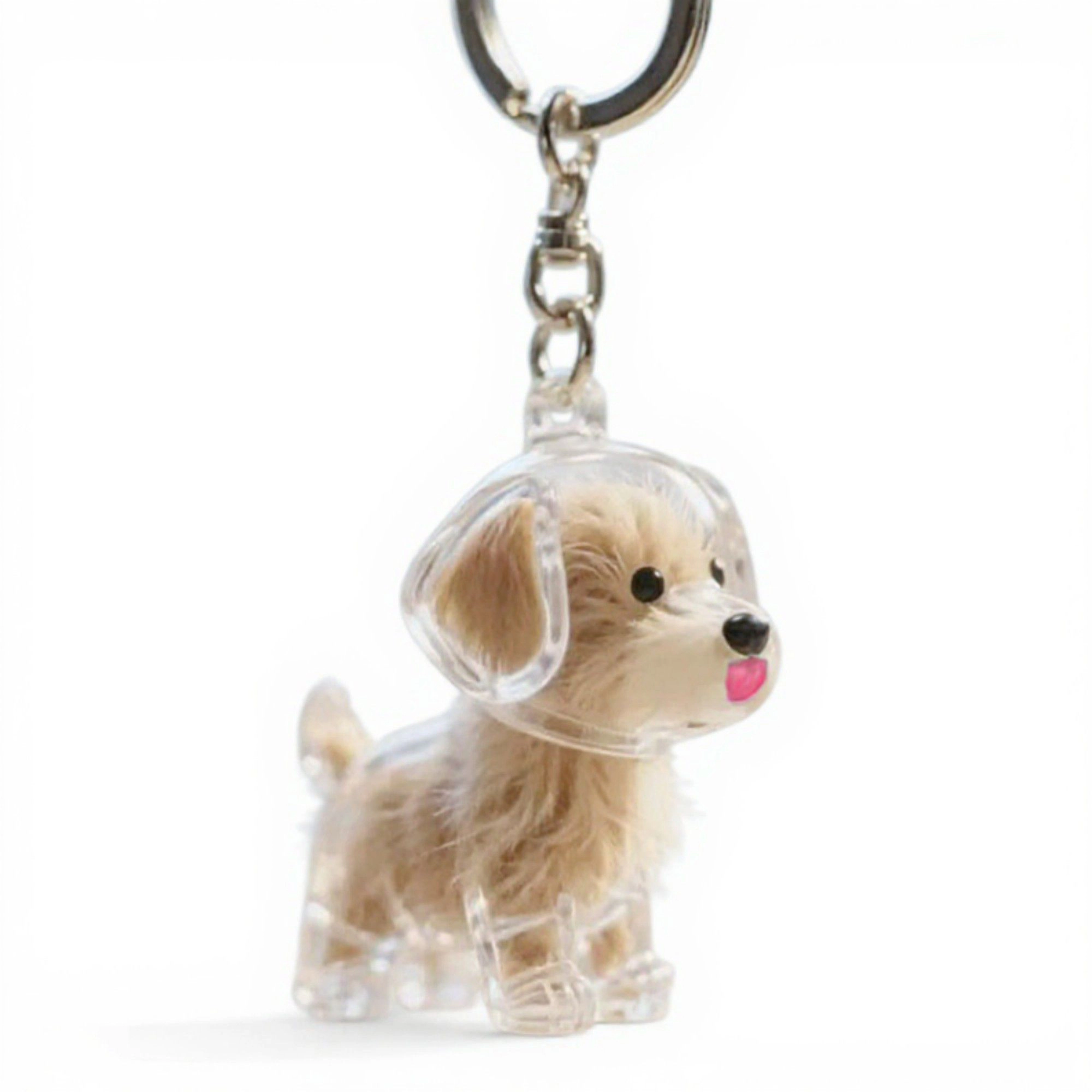 Alilang Women's Transparent Dog Storage Capsule Keychain with Mini Charm and Keepsake Hair Holder