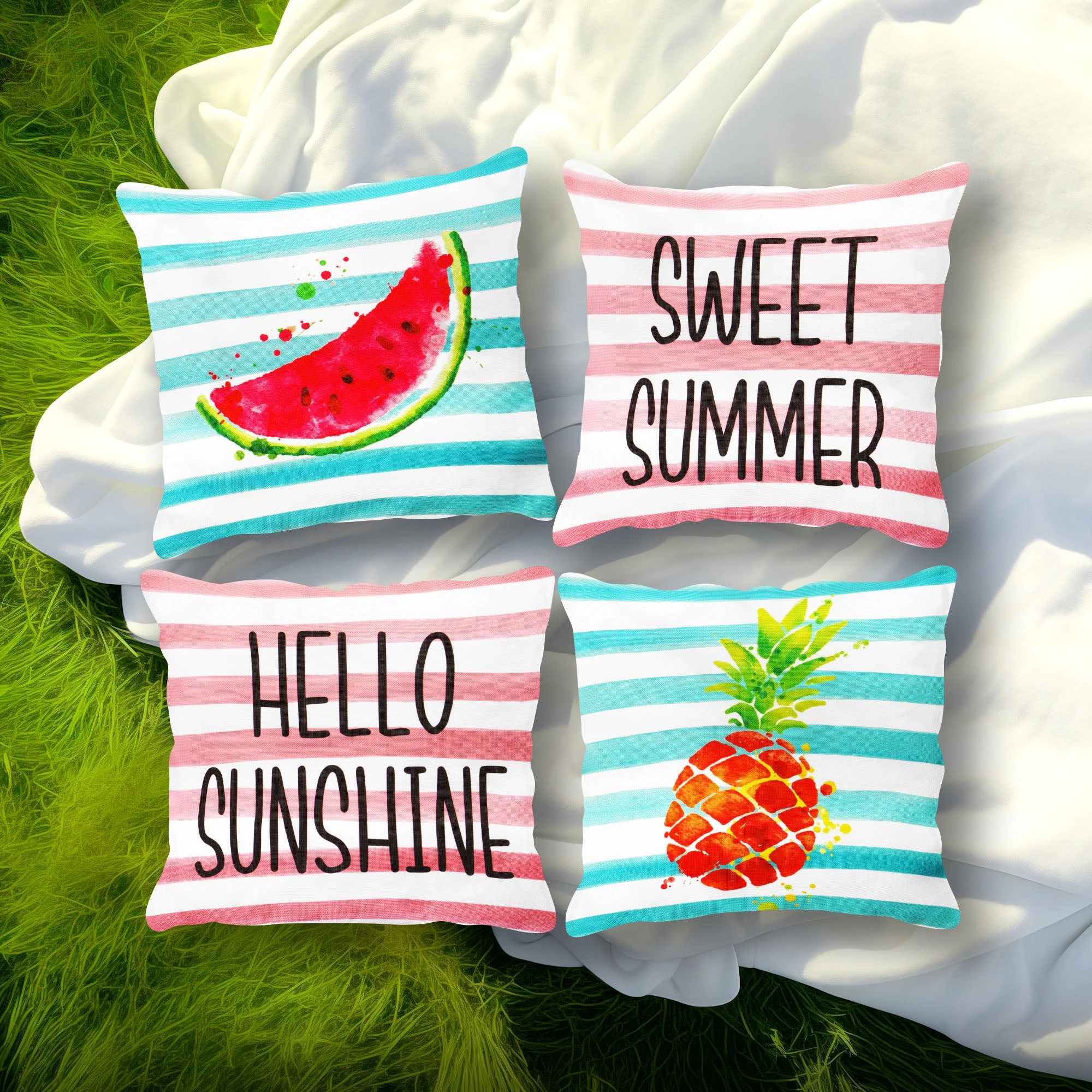 G128 Summer Pineapple Watermelon Decorative Throw Pillow Covers