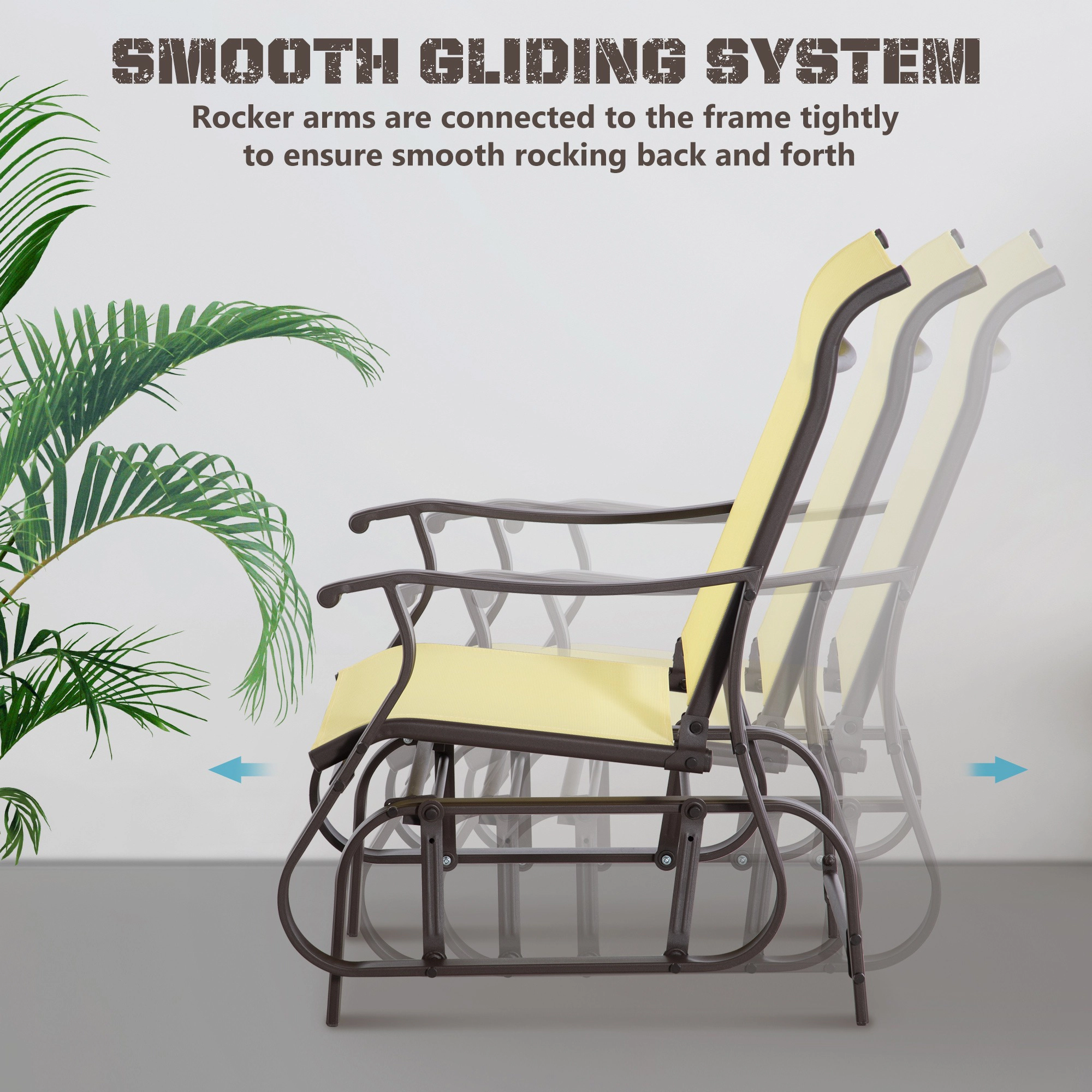 HONGGE Outdoor Glider Chair for Patio with Steel Frame Mesh Backyard Garden Porch