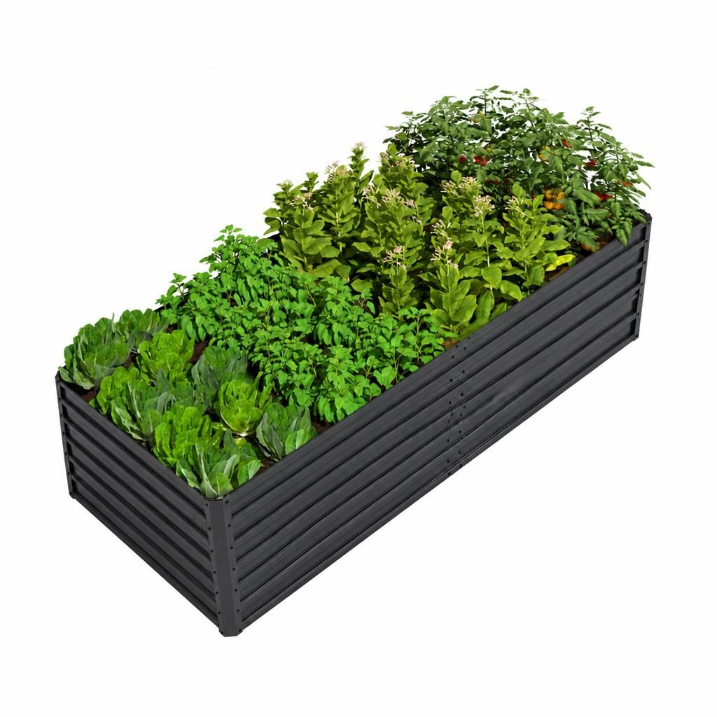 WOW PIONEER Large Rectangular Metal Raised Planter Bed for Vegetables Flowers Herbs Fruits