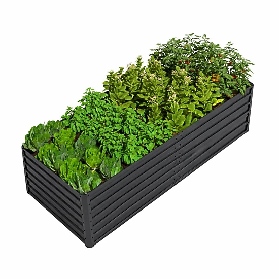 WOW PIONEER Large Rectangular Metal Raised Planter Bed for Vegetables Flowers Herbs Fruits Set of 2
