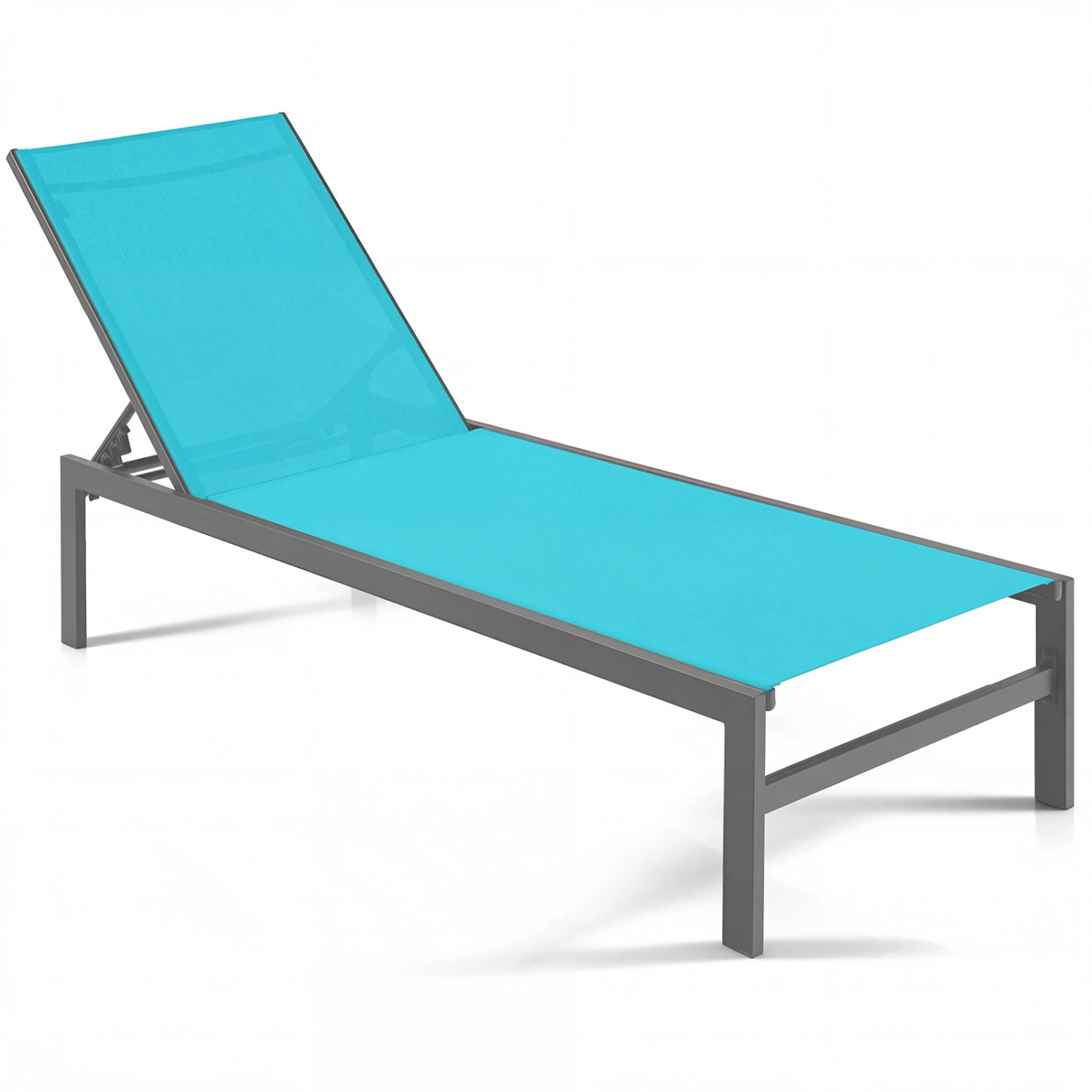 SUGIFT 6-Position Adjustable Chaise Lounge Chair with Rustproof Aluminum Frame 300-lb Capacity 78-in Length Turquoise
