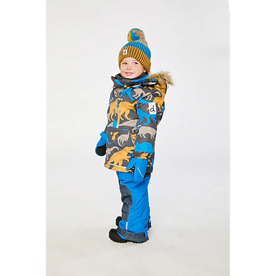 Deux par Deux Boys Dinosaur Print Two Piece Play Snowsuit with Hooded Jacket and Snow Pants