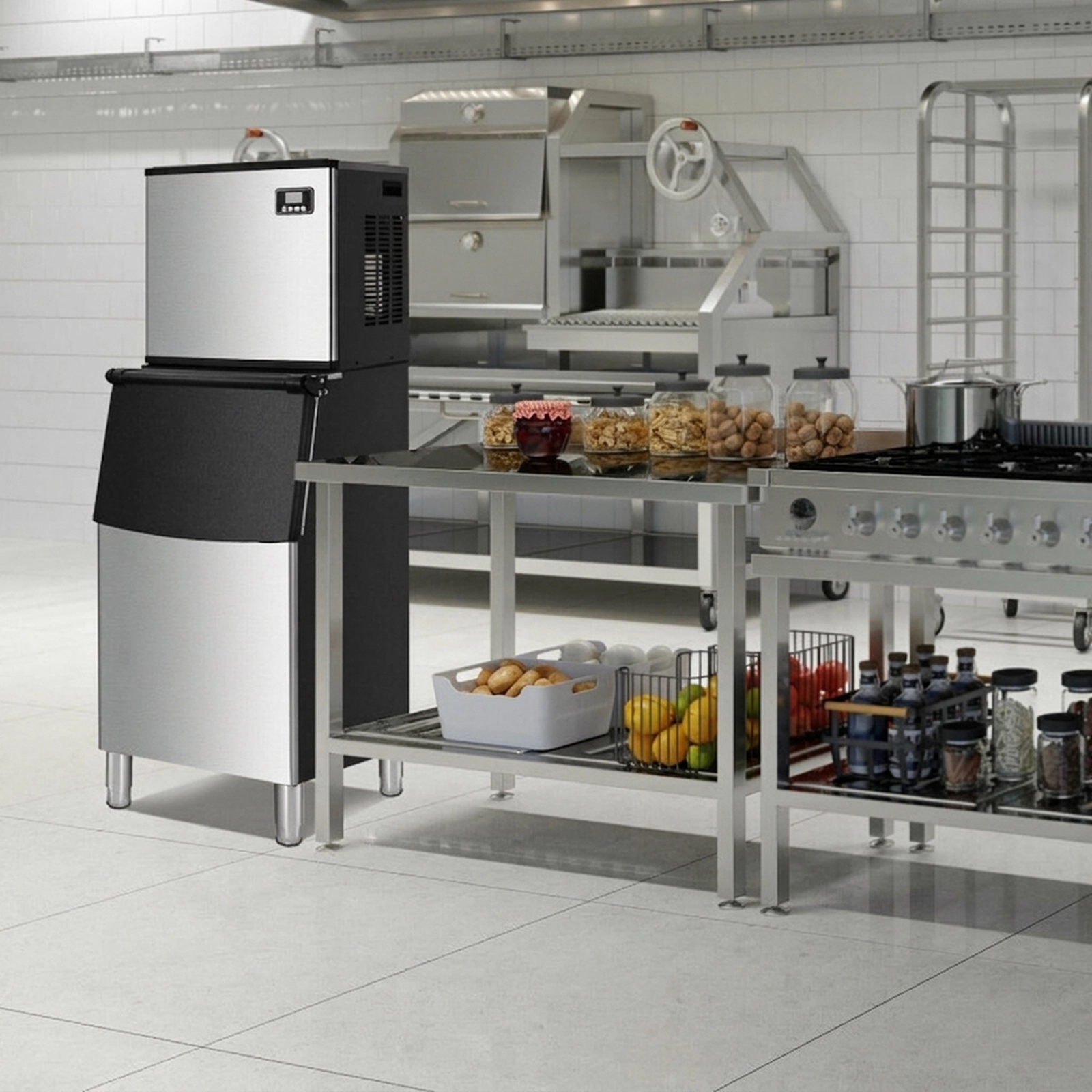 SUGIFT Black Split Commercial Ice Maker with 353-lb Daily Output and 198-lb Storage Bin 25-in W 22-in D 63-in H