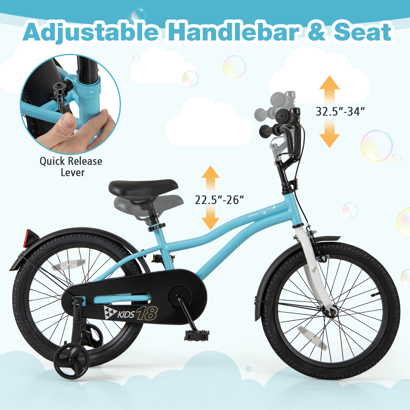 LJG Kids Bike Children Bicycle with Training Wheels