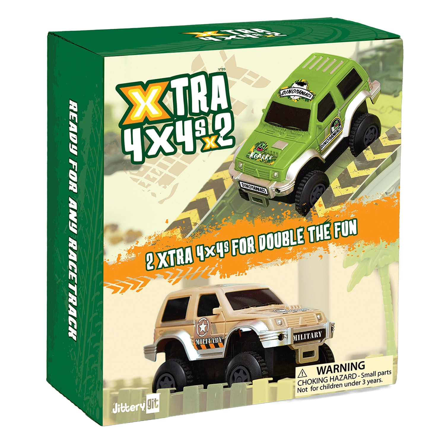 JitteryGit Kids Battery-Powered 4x4 Jeep Set - 2-Piece Beige & Green Off-Road Vehicles