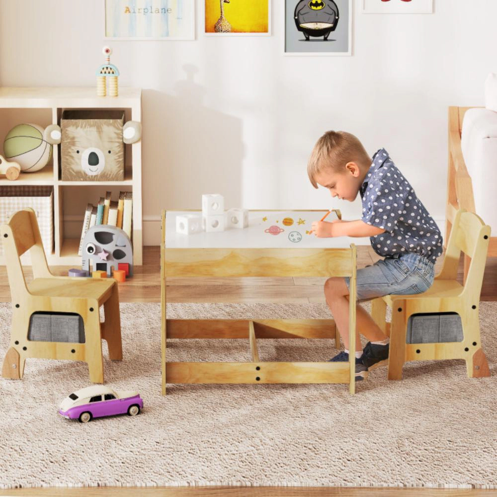 Hivvago 3 1 Kids Table And Chair Set With Removable Tabletop 2 Storage Drawers