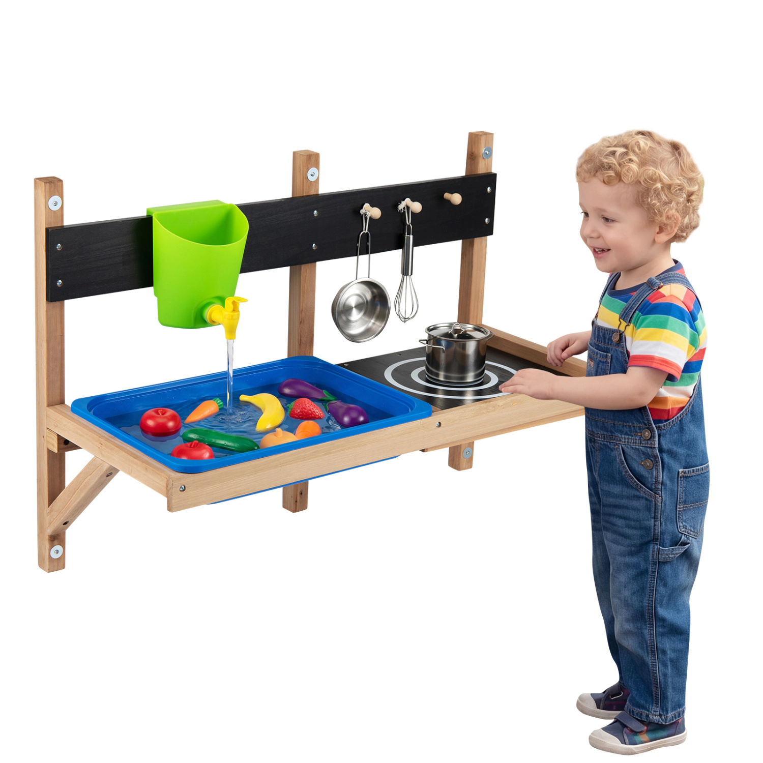 LJG Outdoor Wall Mounted Mud Kitchen for Kids Ages 3+