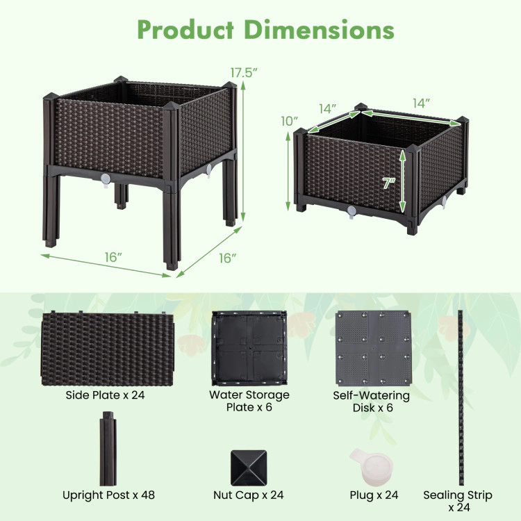 Hivvago 2 Set Elevated Plastic Raised Garden Bed Planter Kit for Flower Vegetable Grow