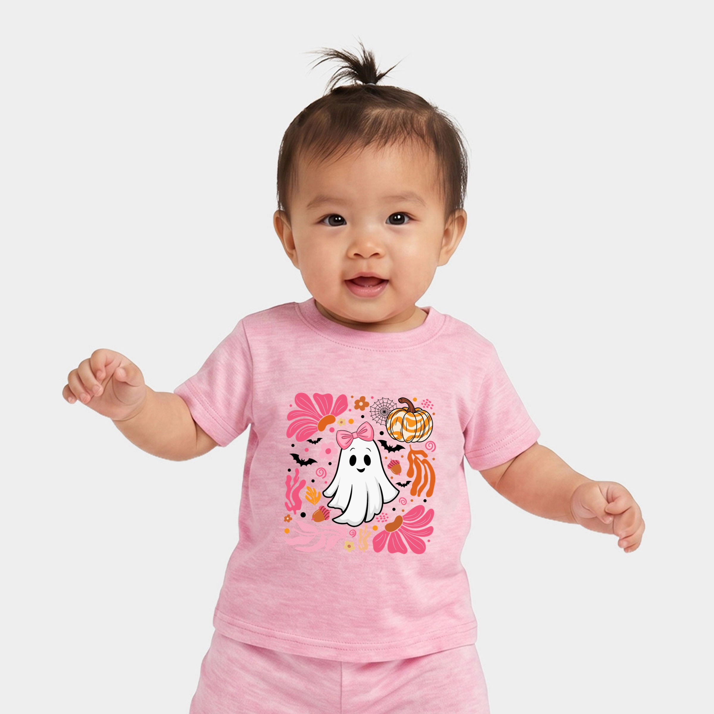 The Juniper Shop - Infant Jogger Pant Crew Set Pink Boho Halloween Ghost