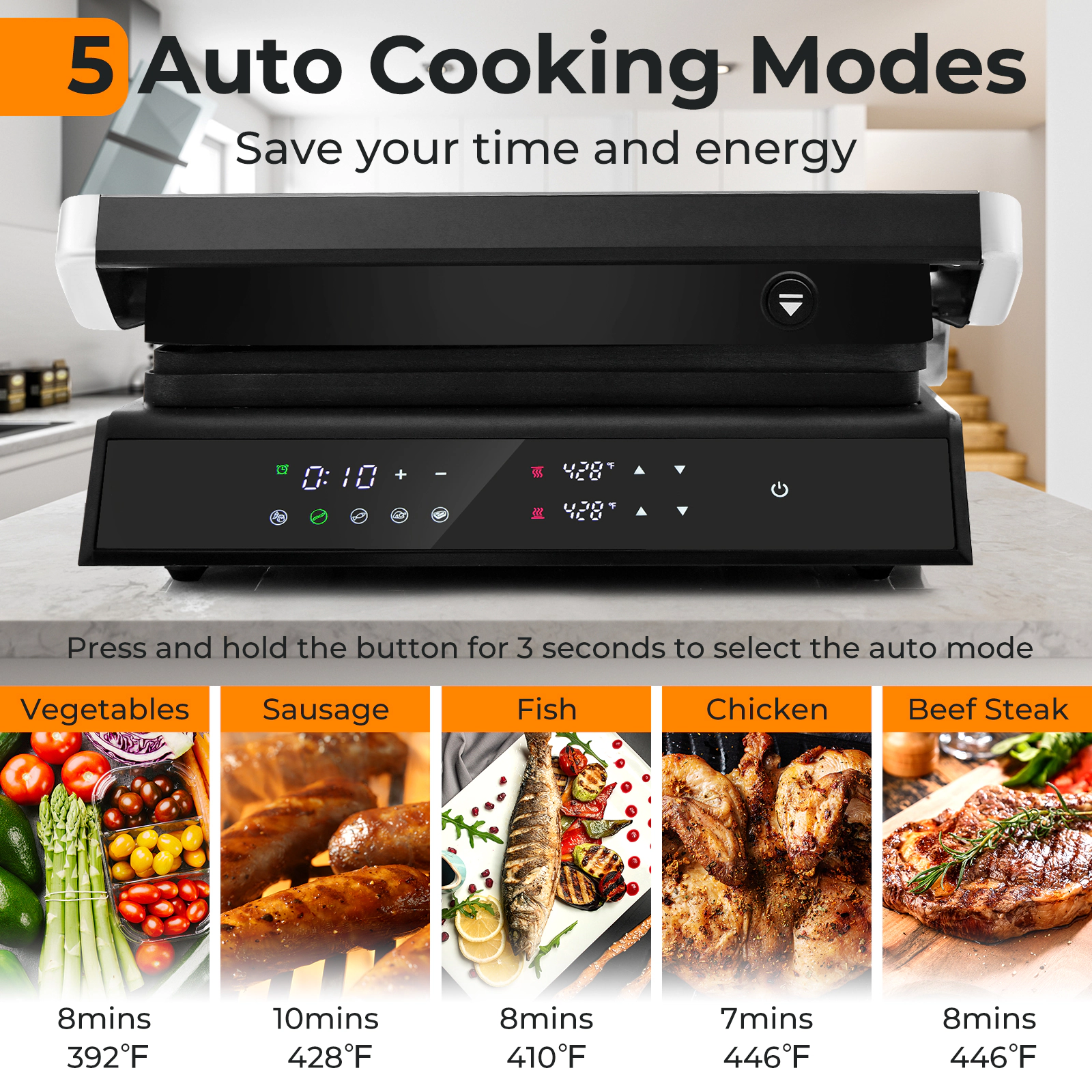 Slickblue 3 in 1 Electric Panini Press Grill with LED Control