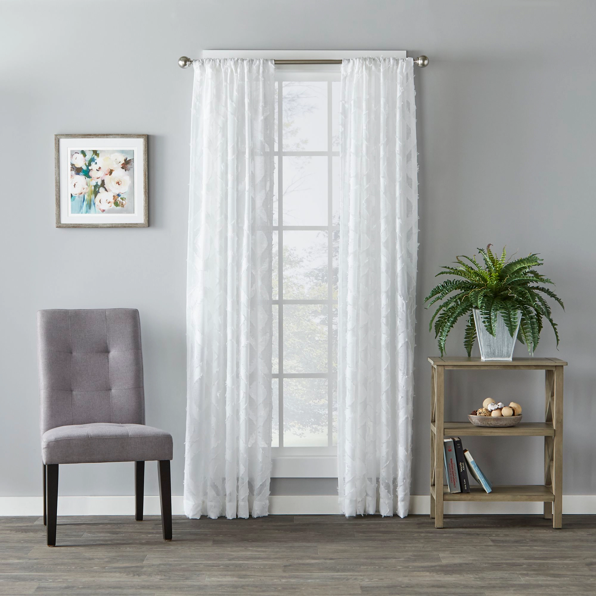 Saturday Knight Ltd Edge Diamond Shaped Window Panel With 1.5" Rod Pocket - 52x84", White