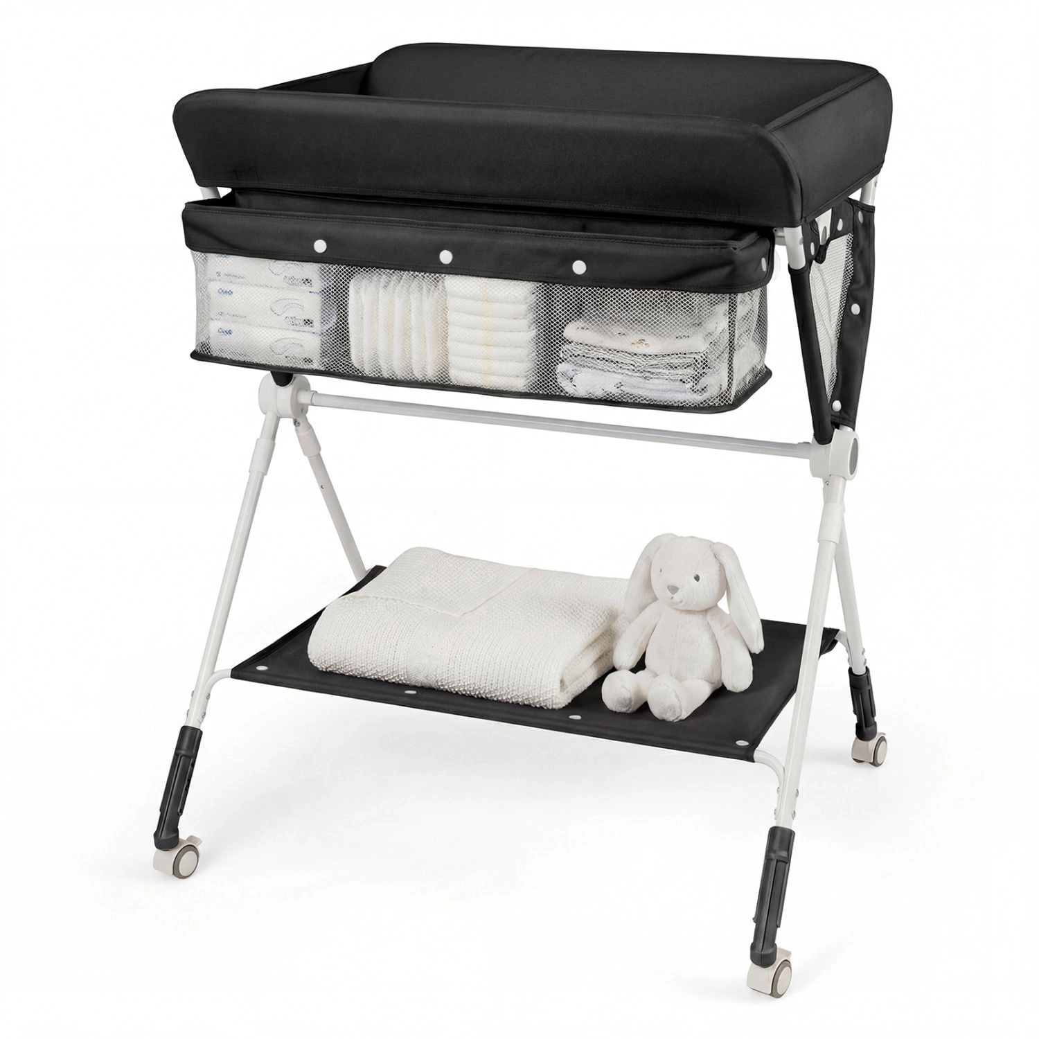 SlickBlue Adjustable Diaper Changing Station with Storage Shelf and Organizer