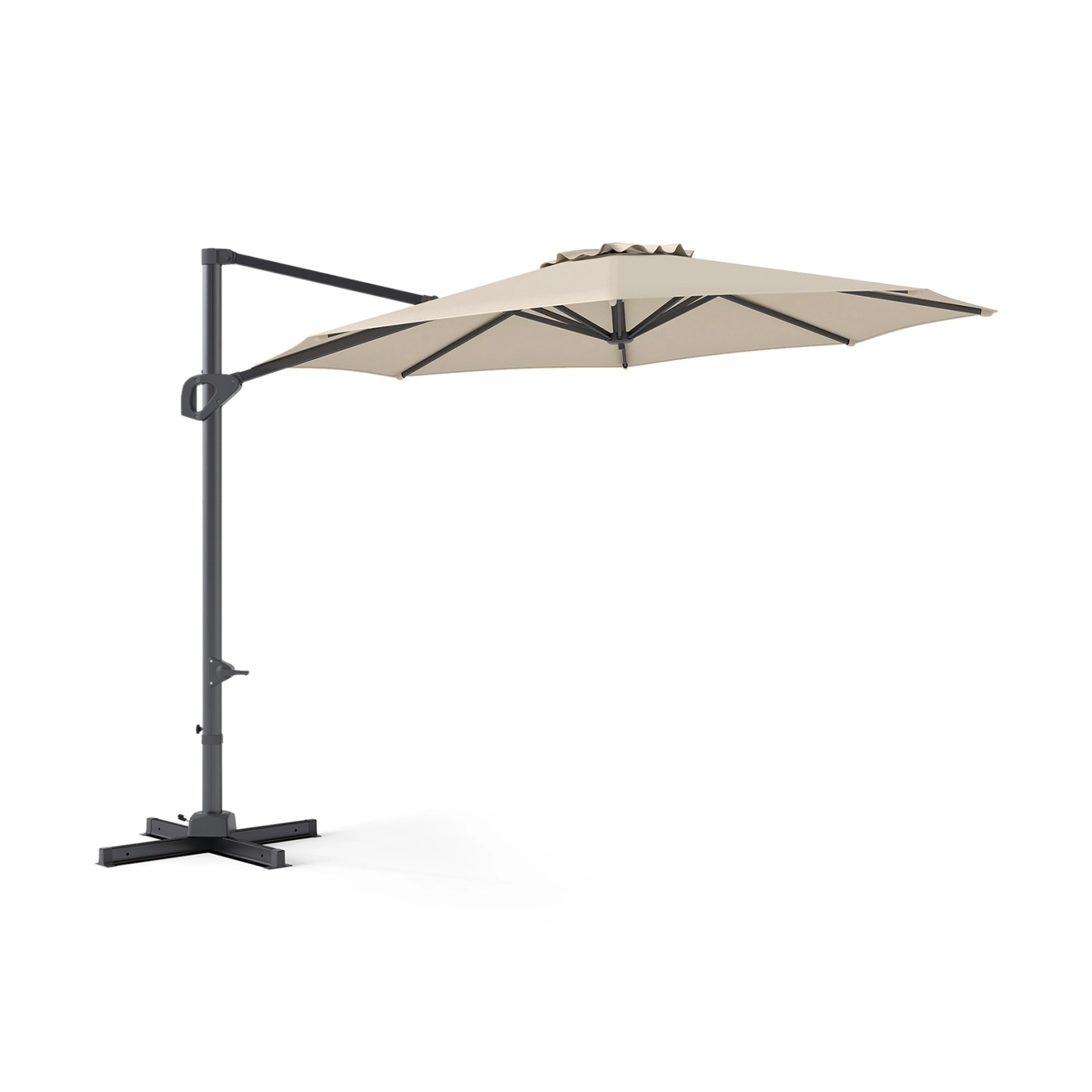 SUGIFT Beige 10 ft Cantilever Patio Umbrella with 6-Position Tilt and 7.2 ft Rim Height
