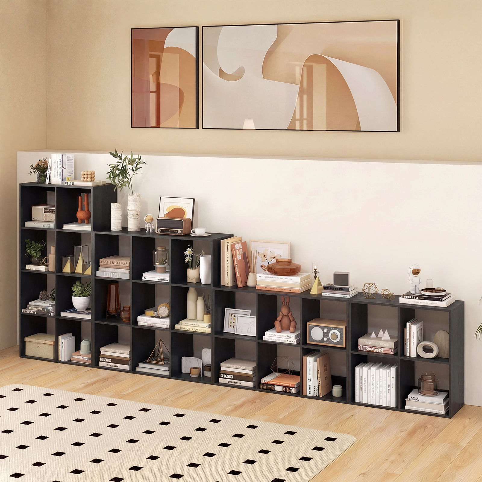 SlickBlue Modern Cube Bookshelf with 9 Storage Compartments