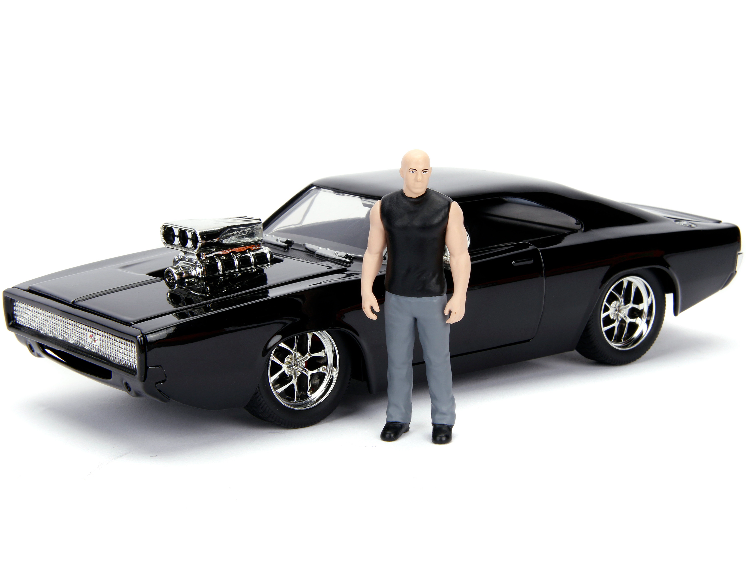 Jada Model Kit Dodge Charger R/T Black and Dom Diecast Figure "Fast & Furious" Movie "Build N' Collect" Series