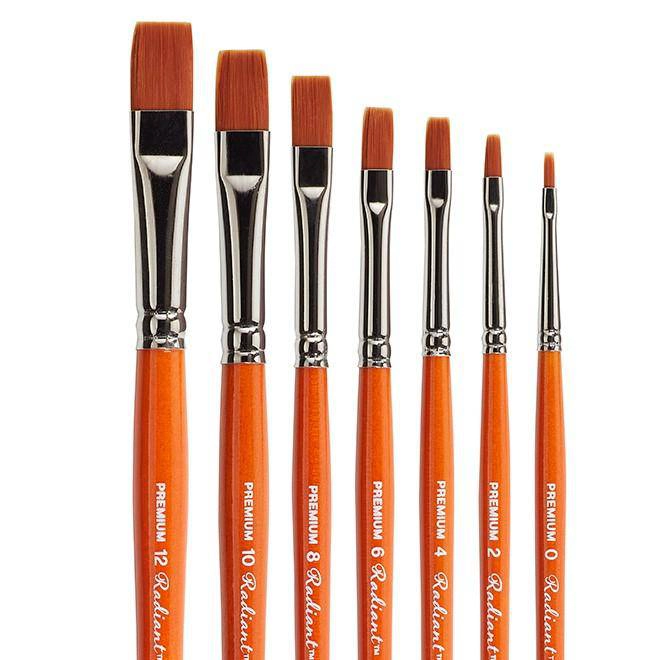 KINGART Radiant 6300 Flat Golden Synthetic Brush Set - 7 pc
