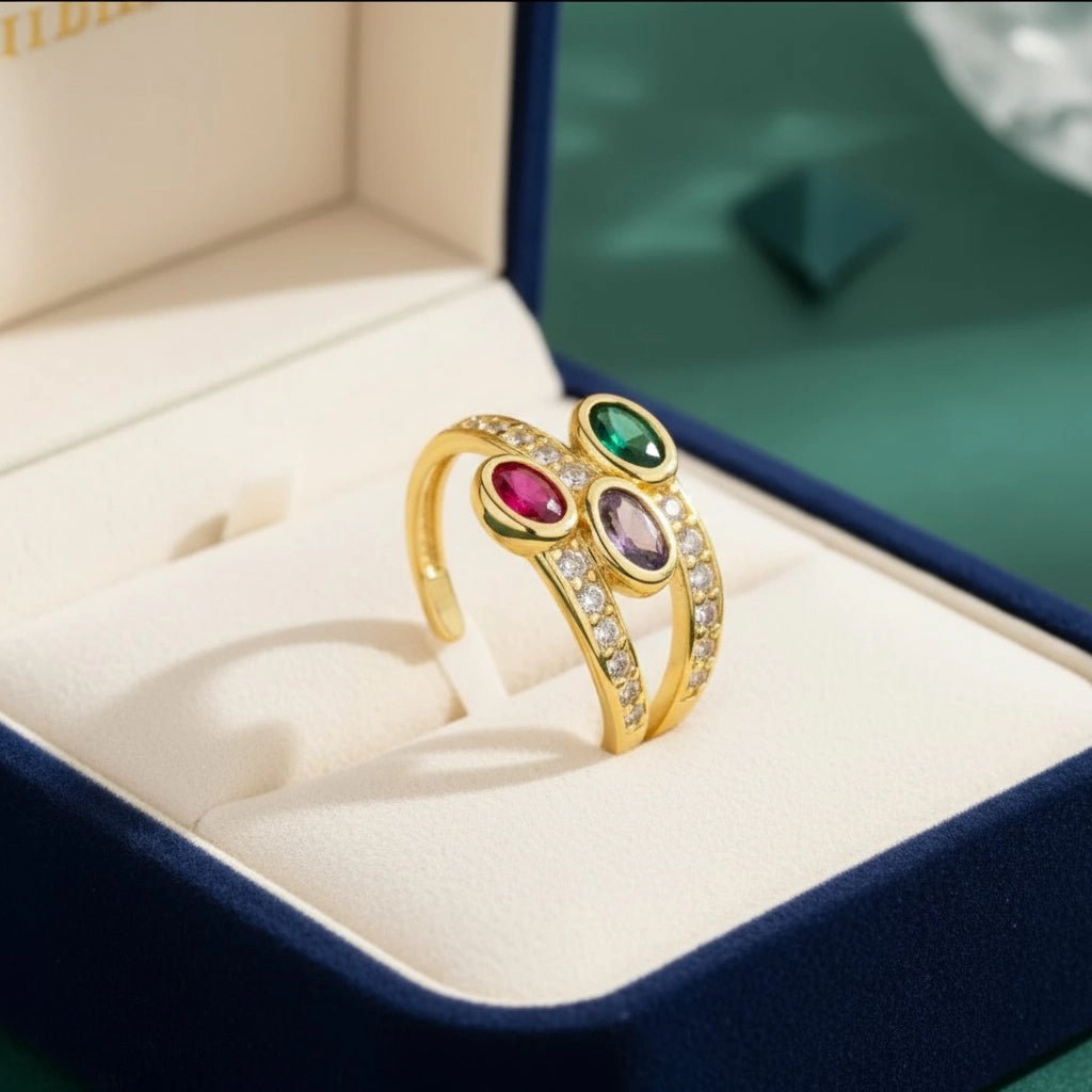 DressAtR Women's Zircon 18K Gold Plated Ring