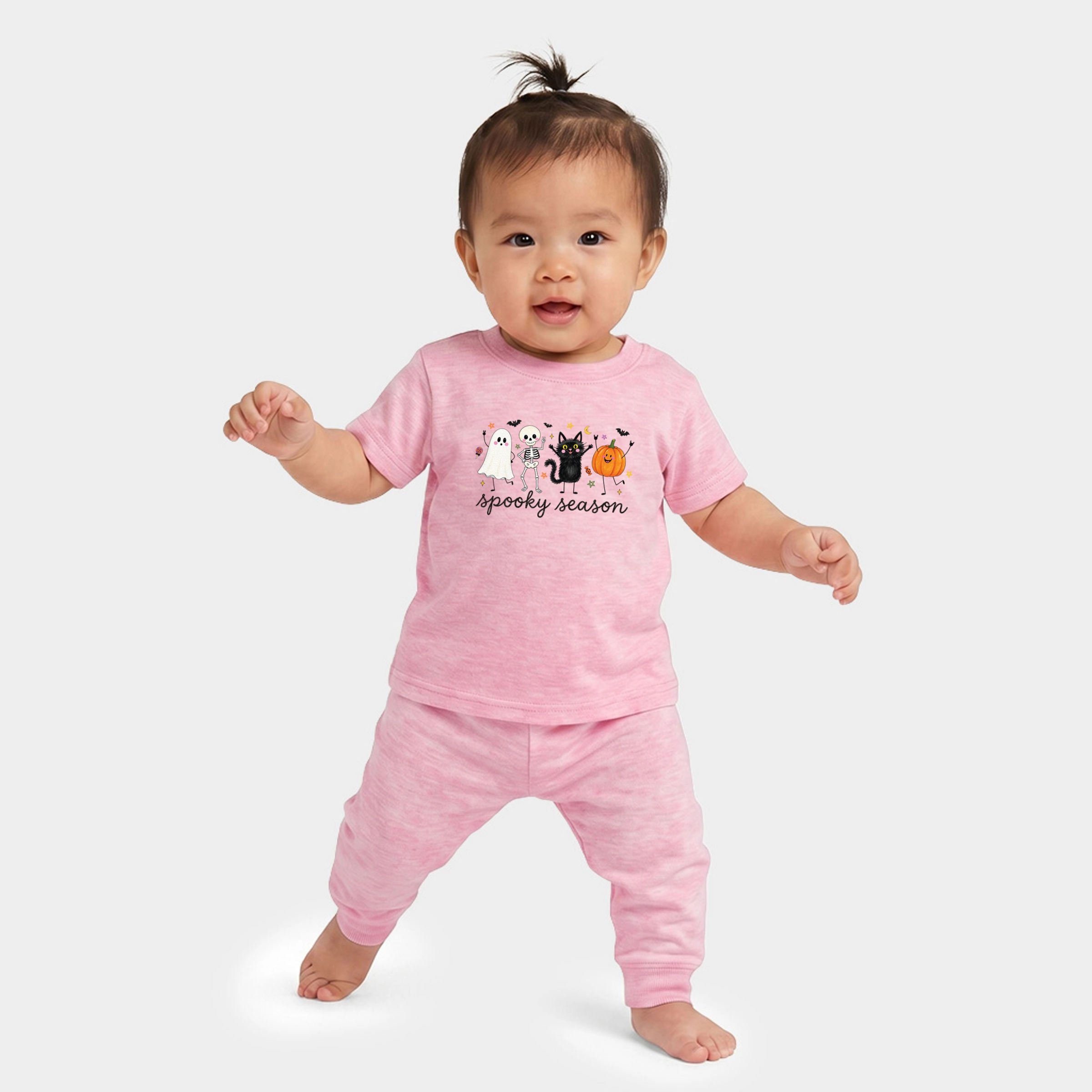 The Juniper Shop - Infant Jogger Pant Crew Set Spooky Season Stick Figures