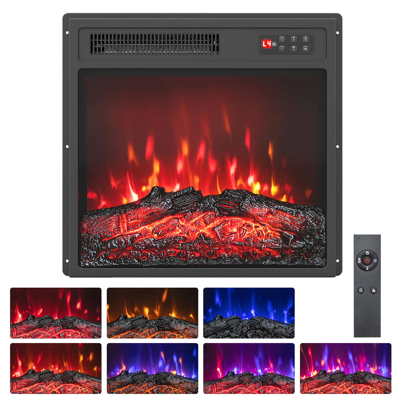 SlickBlue 18 Inch Electric Fireplace Insert with Remote Control Heater