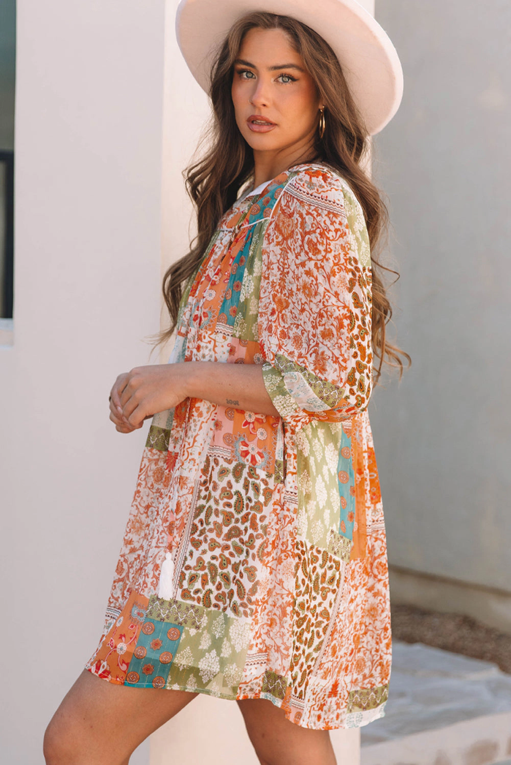 Threaded Pear Women's Tallulah Sleeve Chiffon Loose Dress