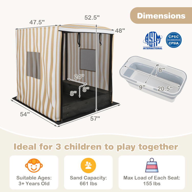 Hivvago Wooden Sandbox with Canopy for Children 3+ Years Old