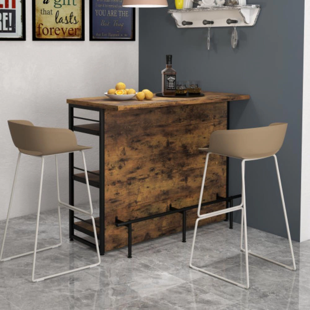 Hivvago Kitchen Island with 4-Tier Storage Shelf and Long Footrest for Home