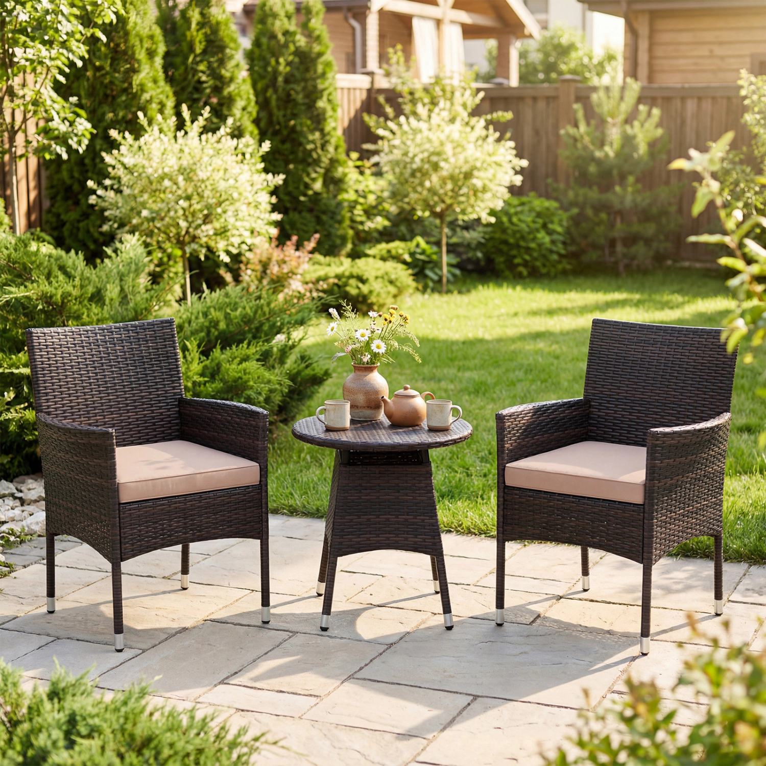 LJG 3 Piece Patio Furniture Set Outside Bistro for Porch