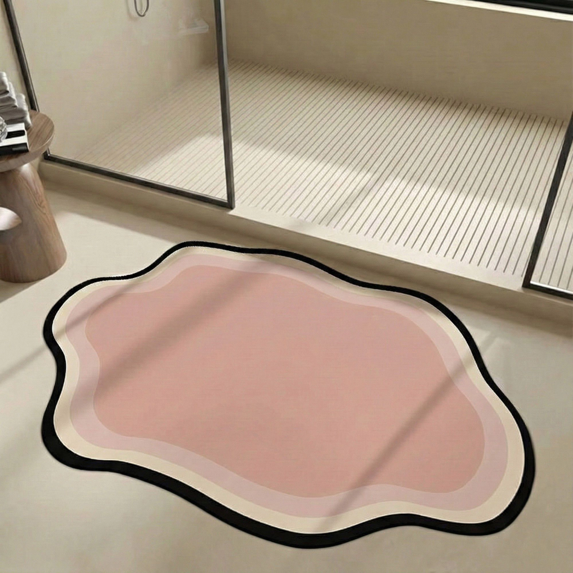 Alilang Unisex Irregular Shaped Floor Mat with Layered Wavy Edge Soft Surface Non Slip Backing Decorative Area Rug 11.8x