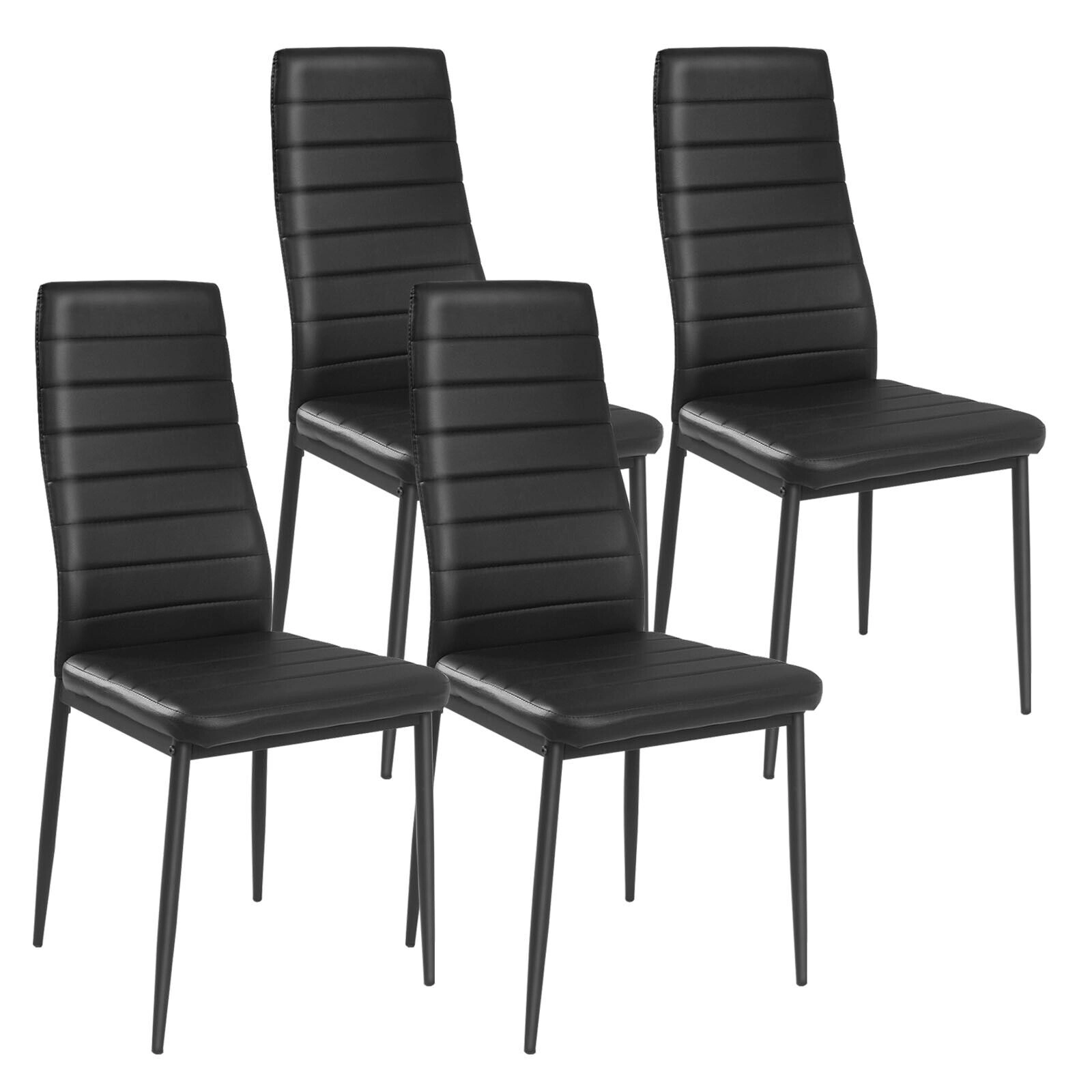 LJG 4 Pieces Modern Leather Dining Chairs Set with Metal Frame