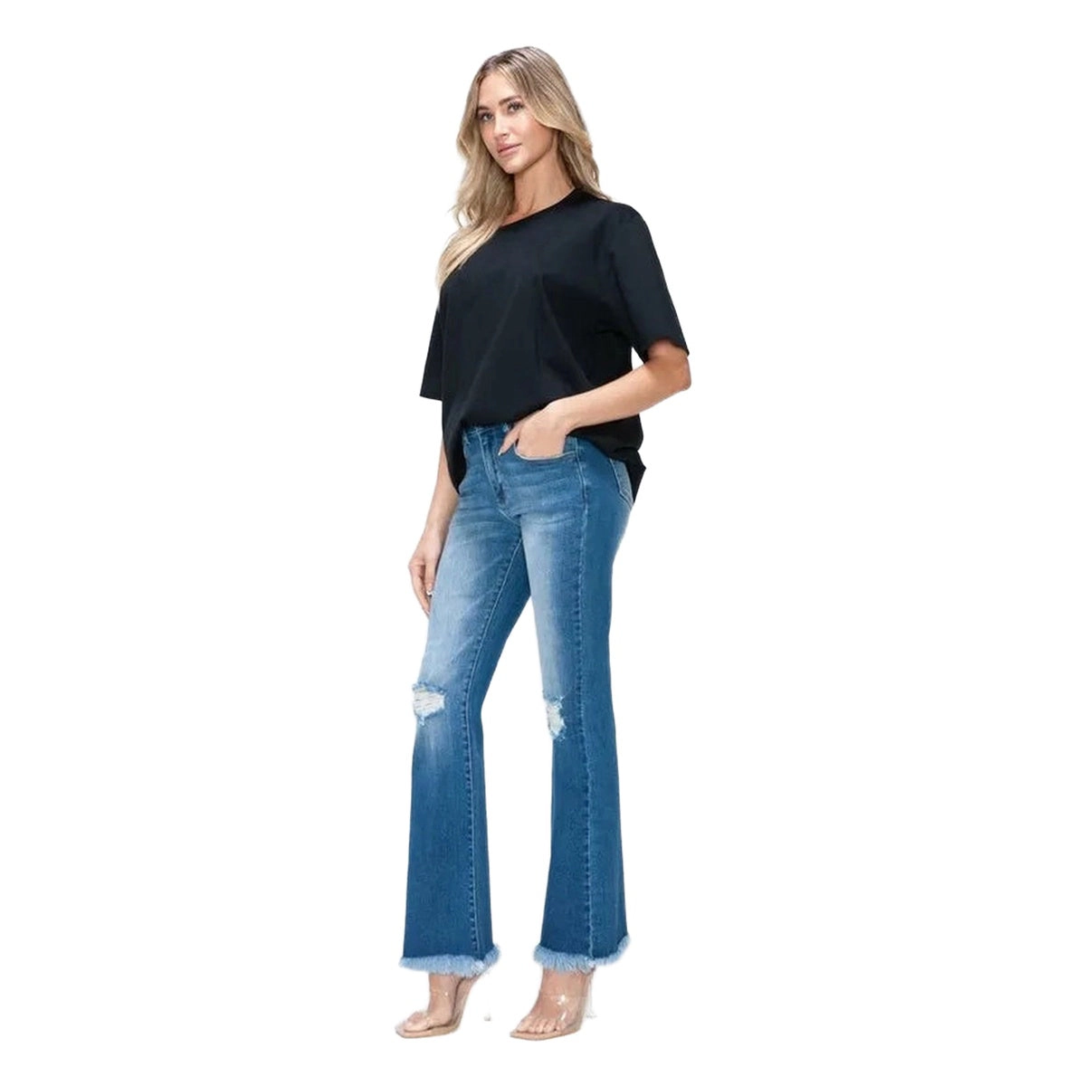 Judy Blue Women Distressed High Rise Bootcut Jeans