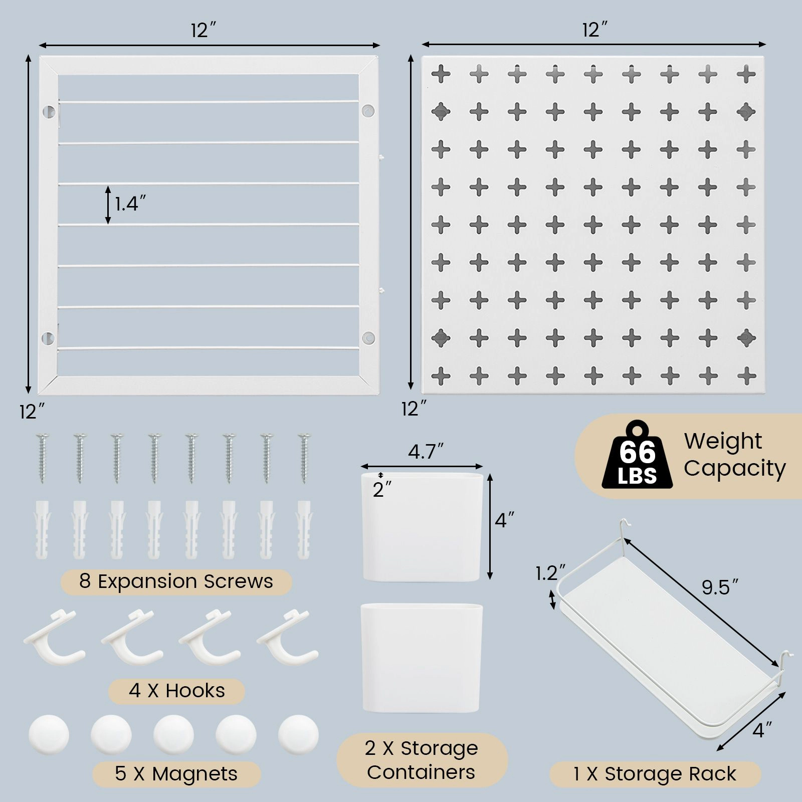 Slickblue Wall Pegboard Organizer with Storage Rack and Hooks
