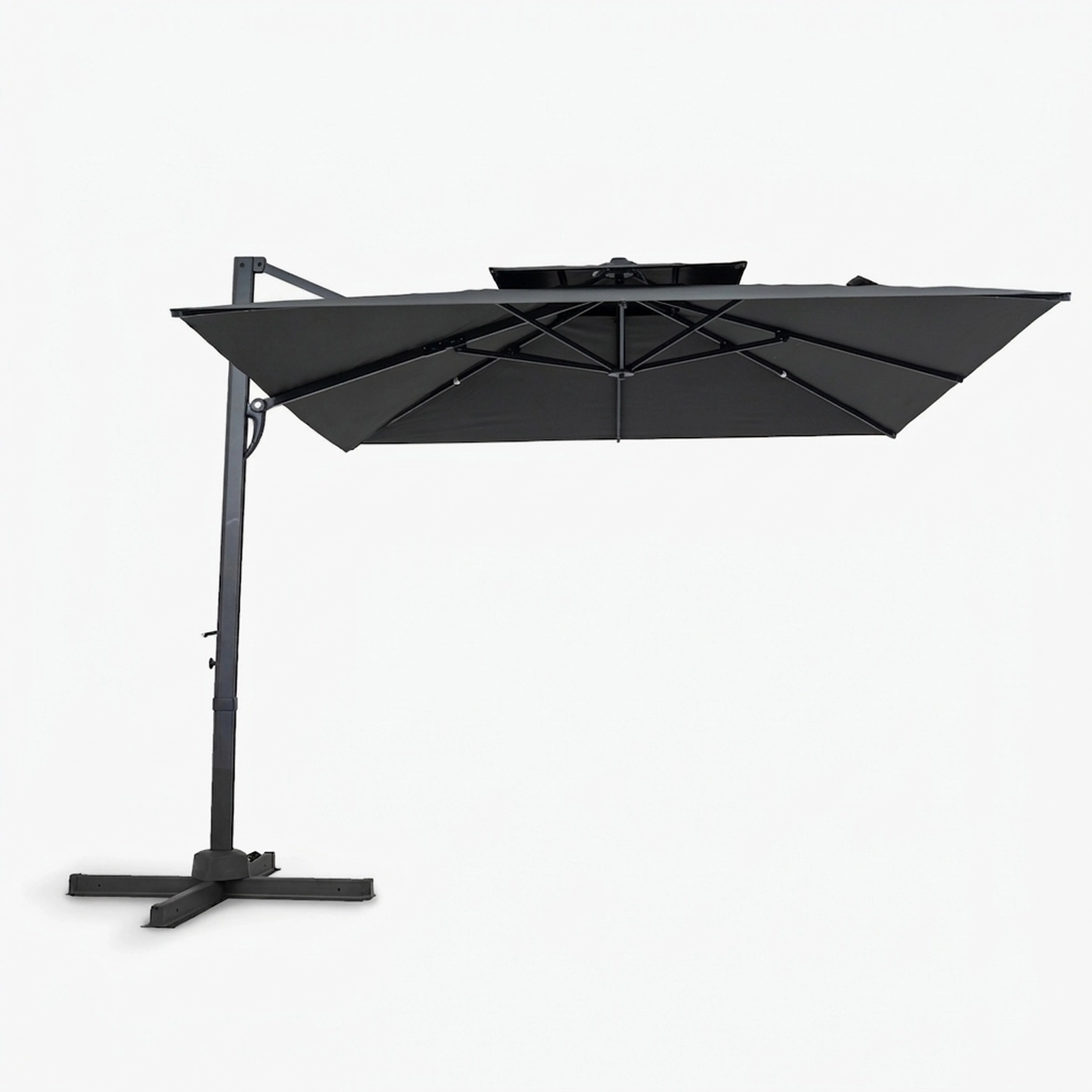 SUGIFT 10-ft Gray Offset Cantilever Patio Umbrella with Aluminum Pole and Cross Base