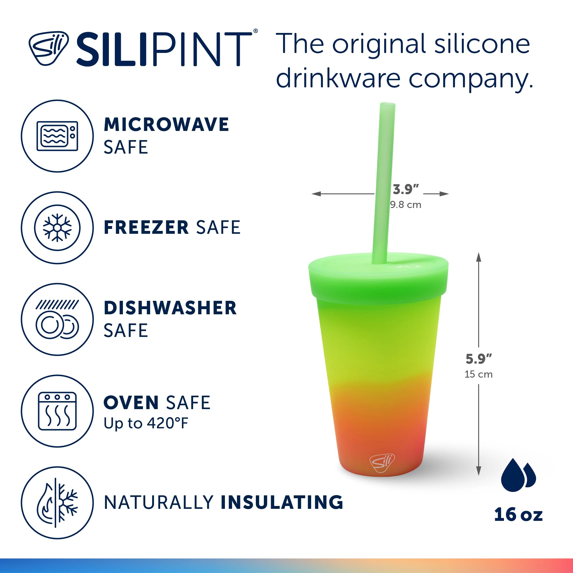Silipint Silicone 16 oz Straw Tumbler