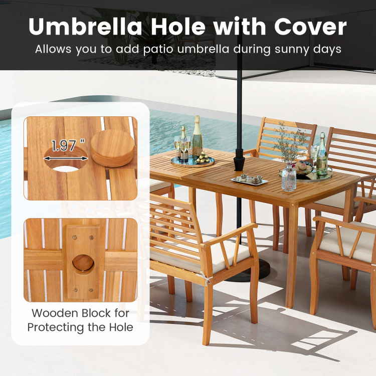 Hivvago 3 Pieces Patio Dining Set With Acacia Wood Outdoor Table And Benches