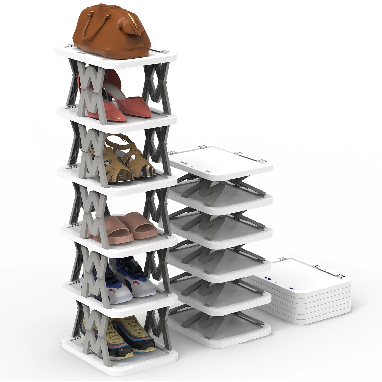 GBruno 6-Tier Foldable Vertical Shoe Rack