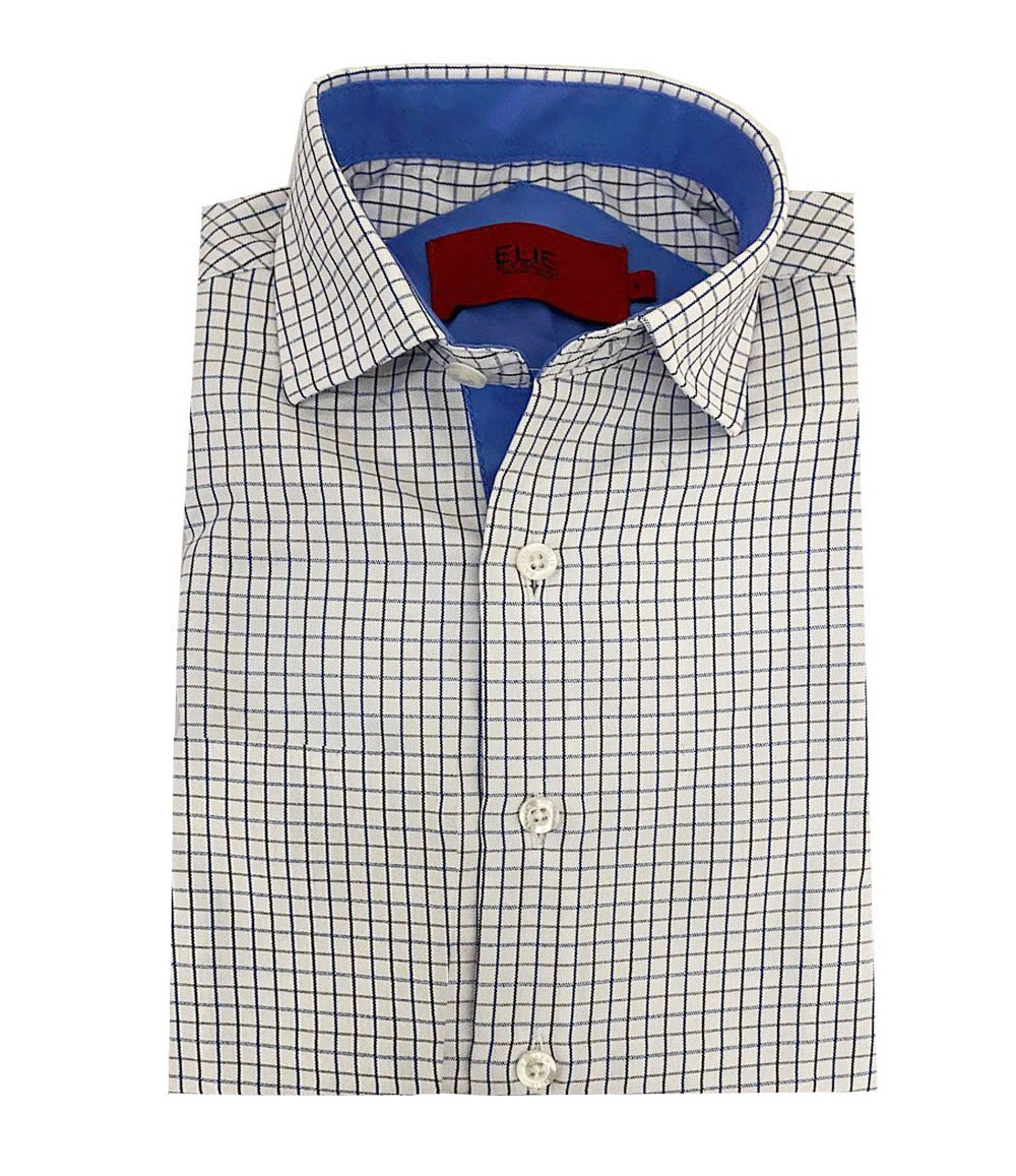 Elie Balleh Boys Slim Fit Plaid Short Sleeve Shirt