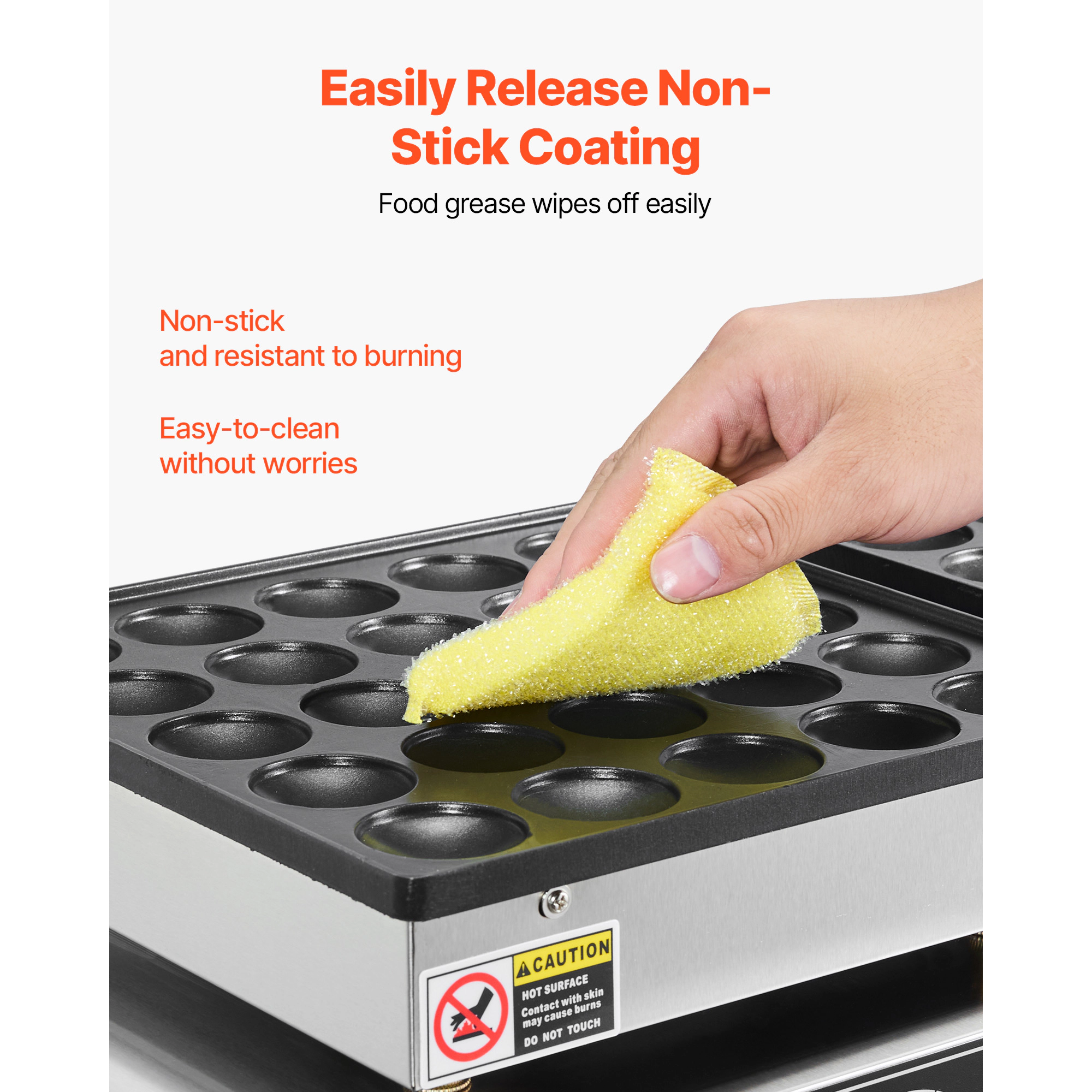 HONGGE Dutch Pancake Maker Non-stick Stainless Steel Dorayaki Baker Commercial Electric Poffertjes Grill Temp & Time