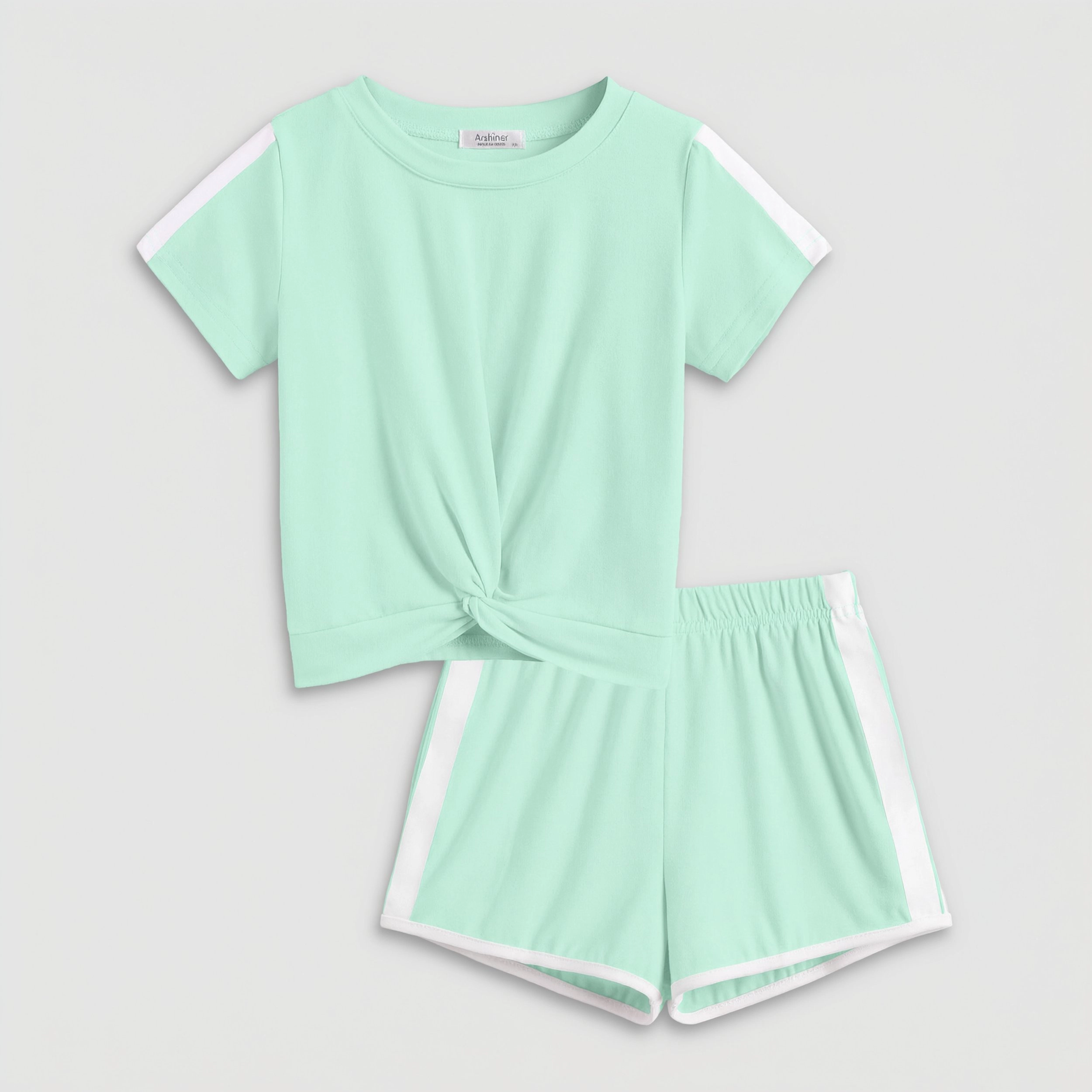 Arshiner Girls Summer Outfits Piece Sets Twist Front Short Sleeve Shirts And Casual