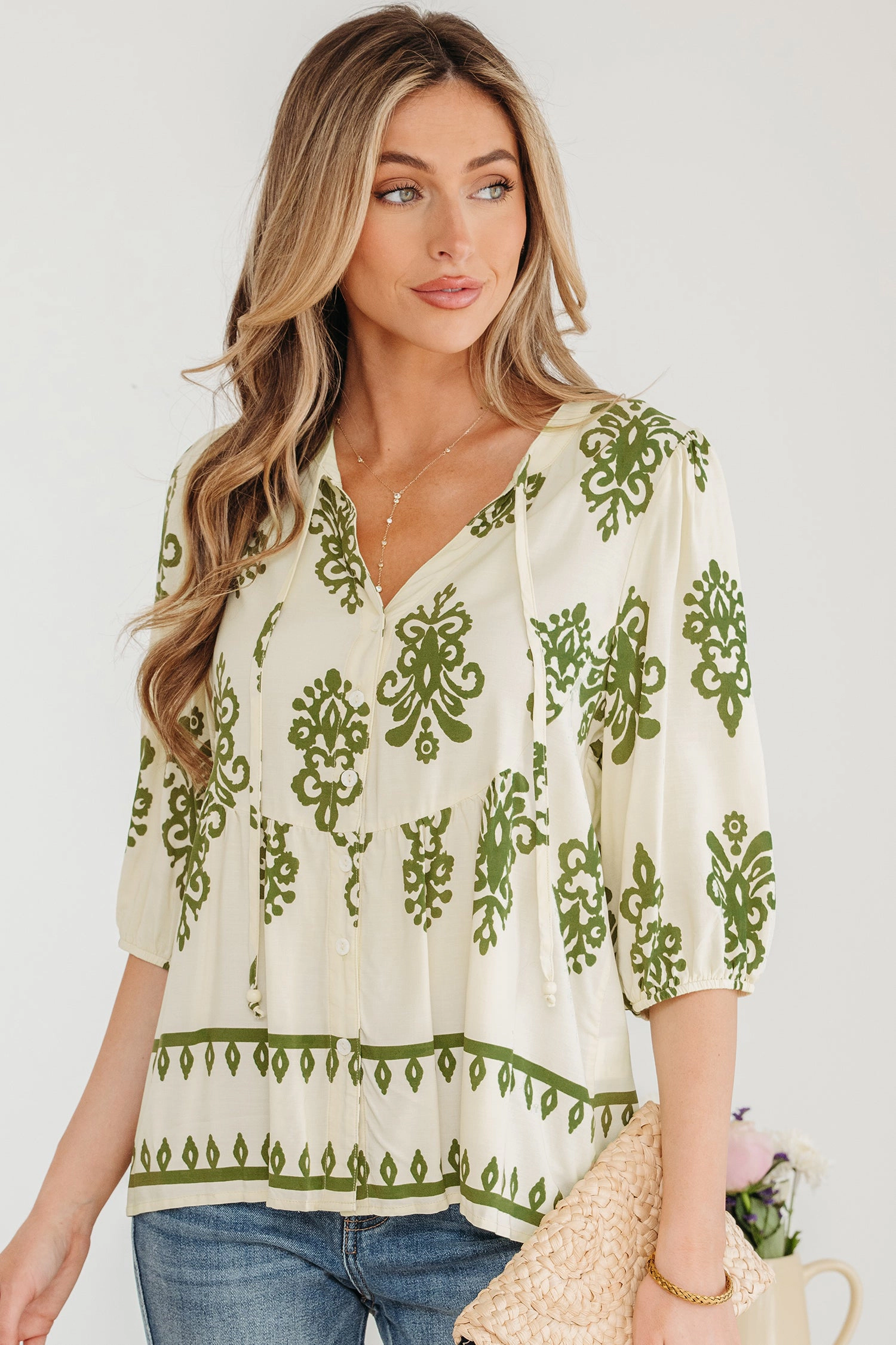 Threaded Pear Women's Keziah Puffy Half Sleeve Shirt