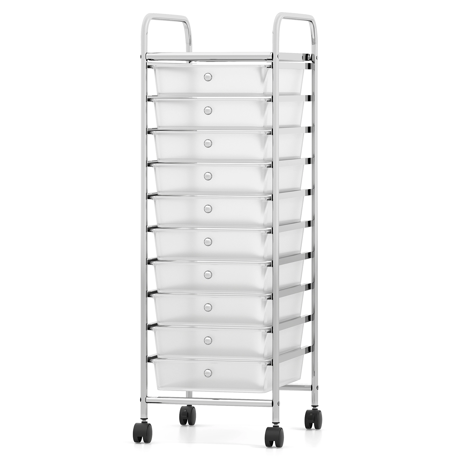 SUGIFT White 38-in 10-Drawer Rolling Cart Office Paper and Classroom Supply Organizer with Metal Frame