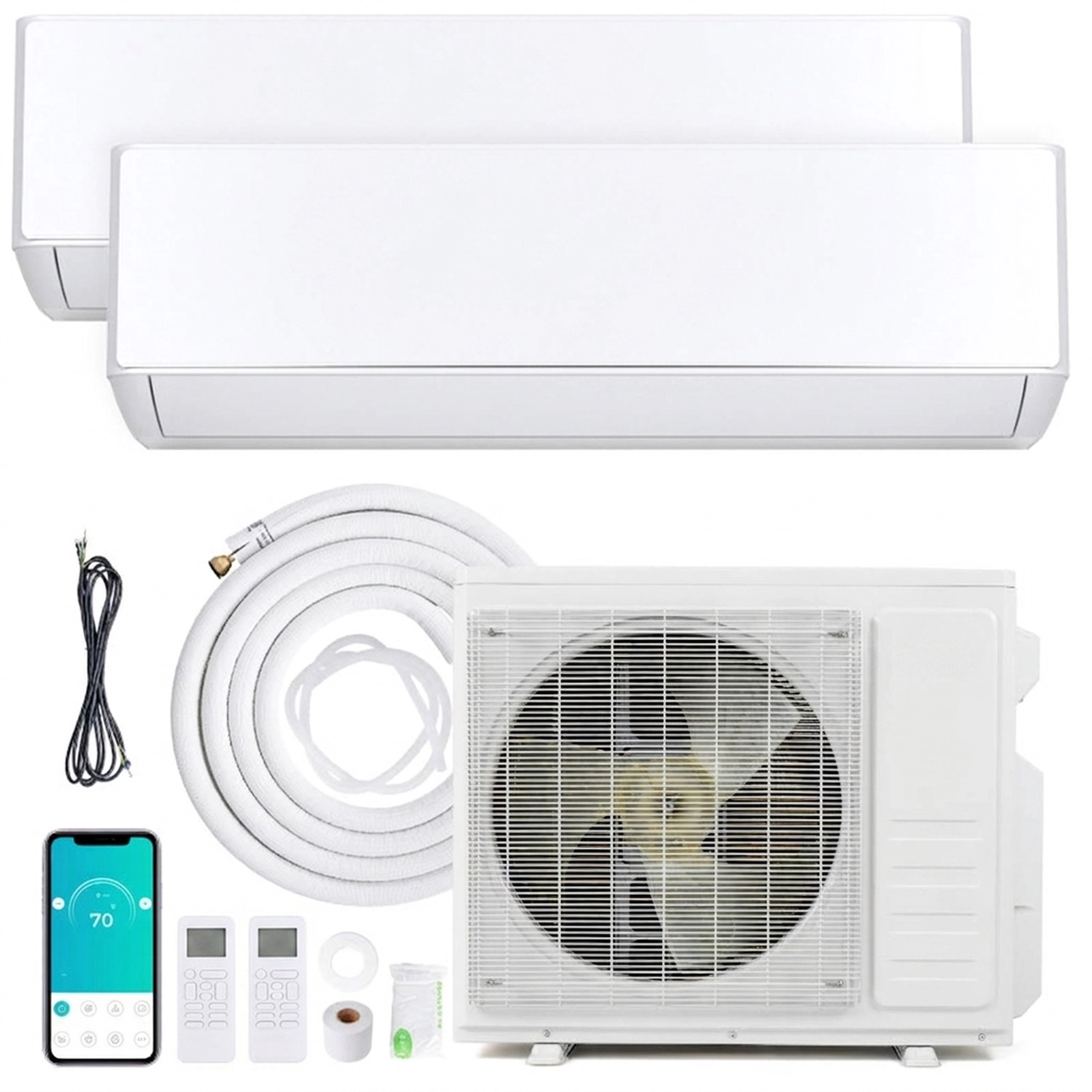 SUGIFT 18000-BTU 2-Zone 24-SEER2 208-230V R454B Ductless Mini Split Air Conditioner Heat Pump 9K + 9K