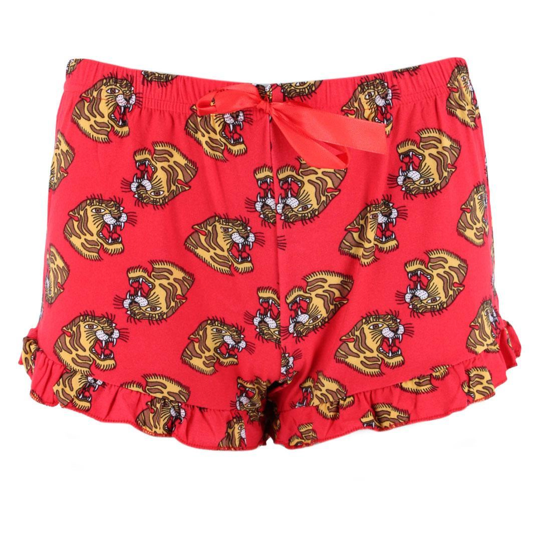 Mentally Exhausted Women's Notch Collar Tiger Short Sleeve Pajama Set