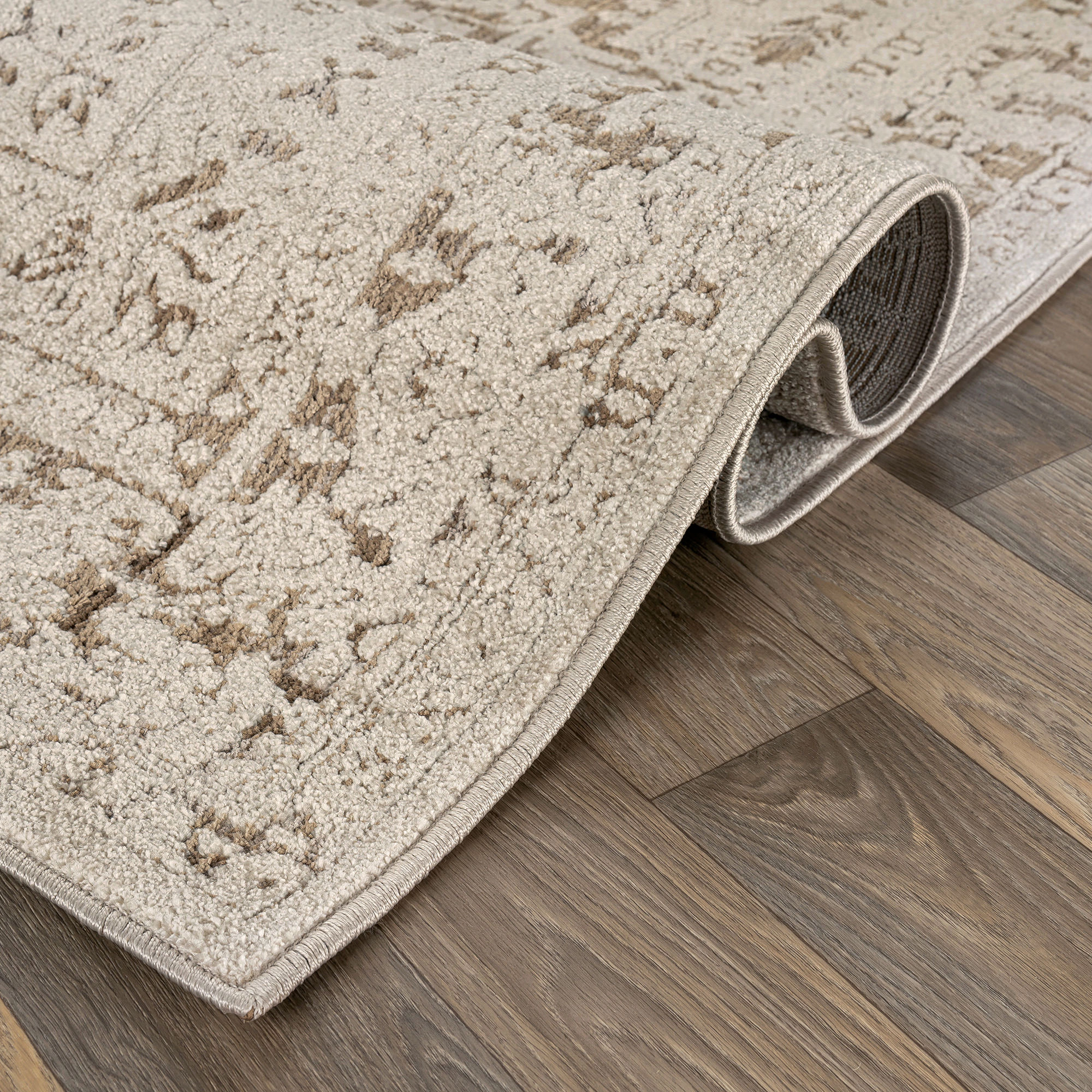 World Rug Gallery Textured High-Low Indoor Area Rug, Taupe Beige Design, Jute Backing, Entryway Rug, Easy-Care