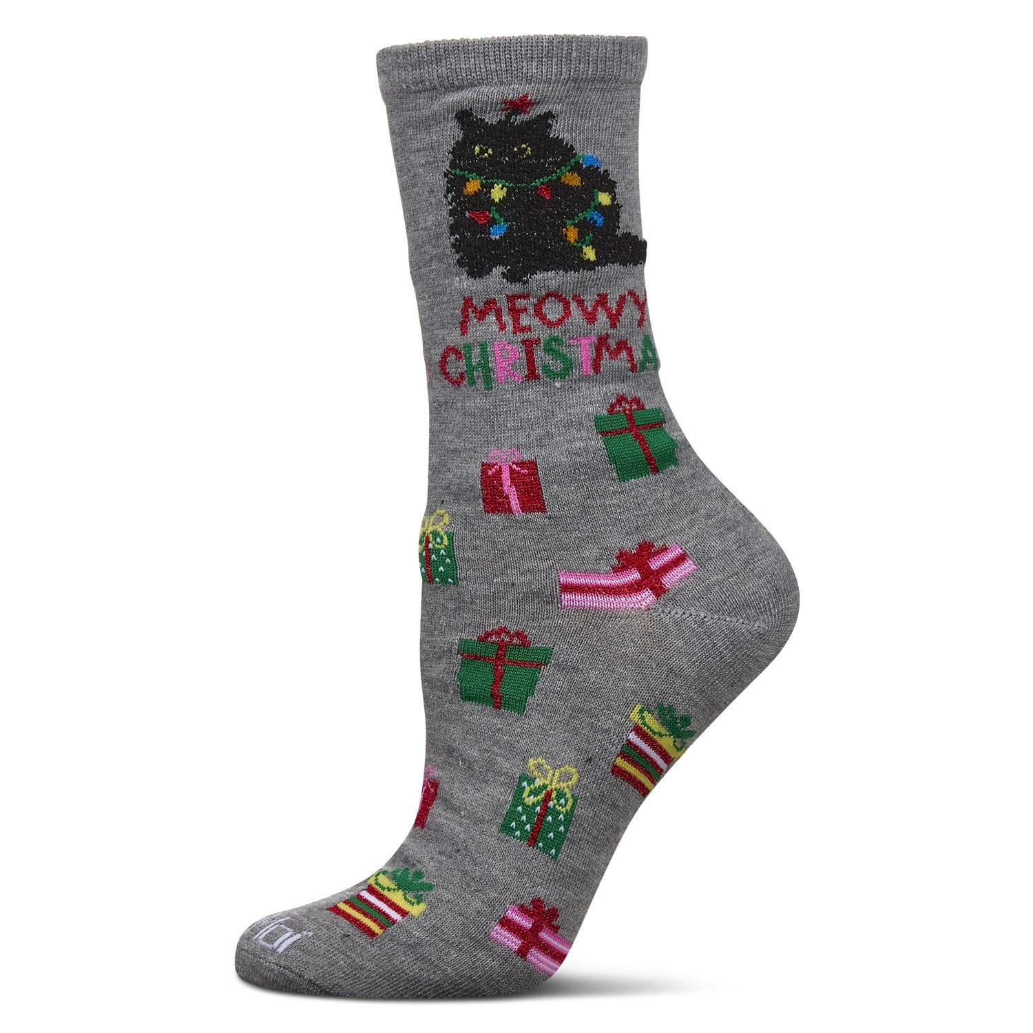 MeMoi Women's Meowy Christmas Holiday Crew Socks