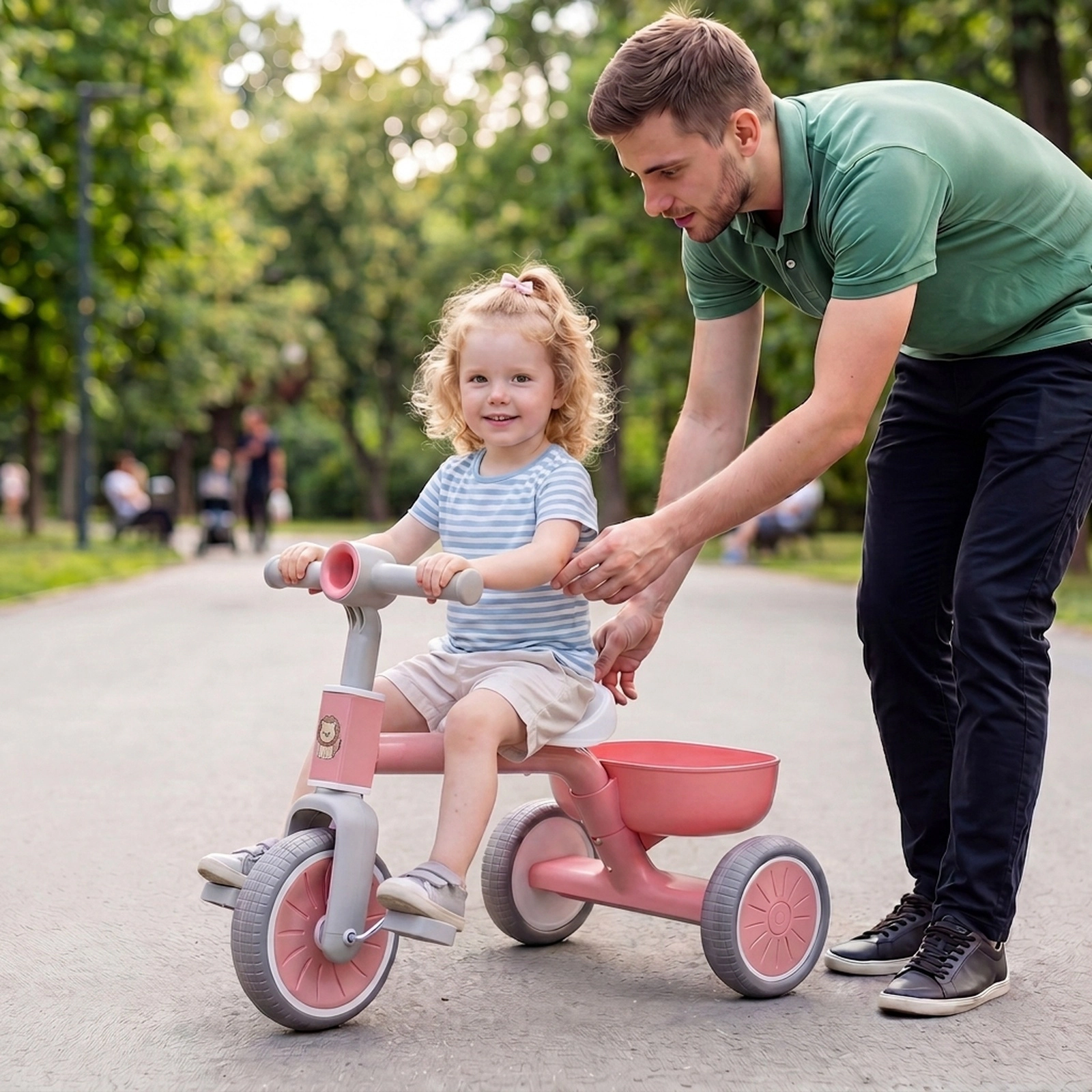 Kids Tricycle with 13-in Low Seat Solid EVA Wheels and Push-Button Pedal Removal for Ages 2-4 Balance Bike Conversion